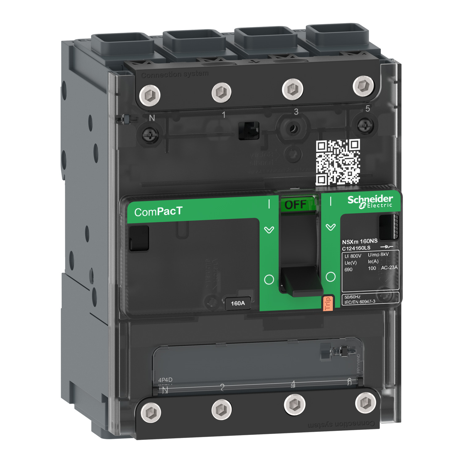 C124160LS – Switch disconnector ComPacT NSXm NA, 4P, 160 A rating, EverLink connectors | Schneider Electric