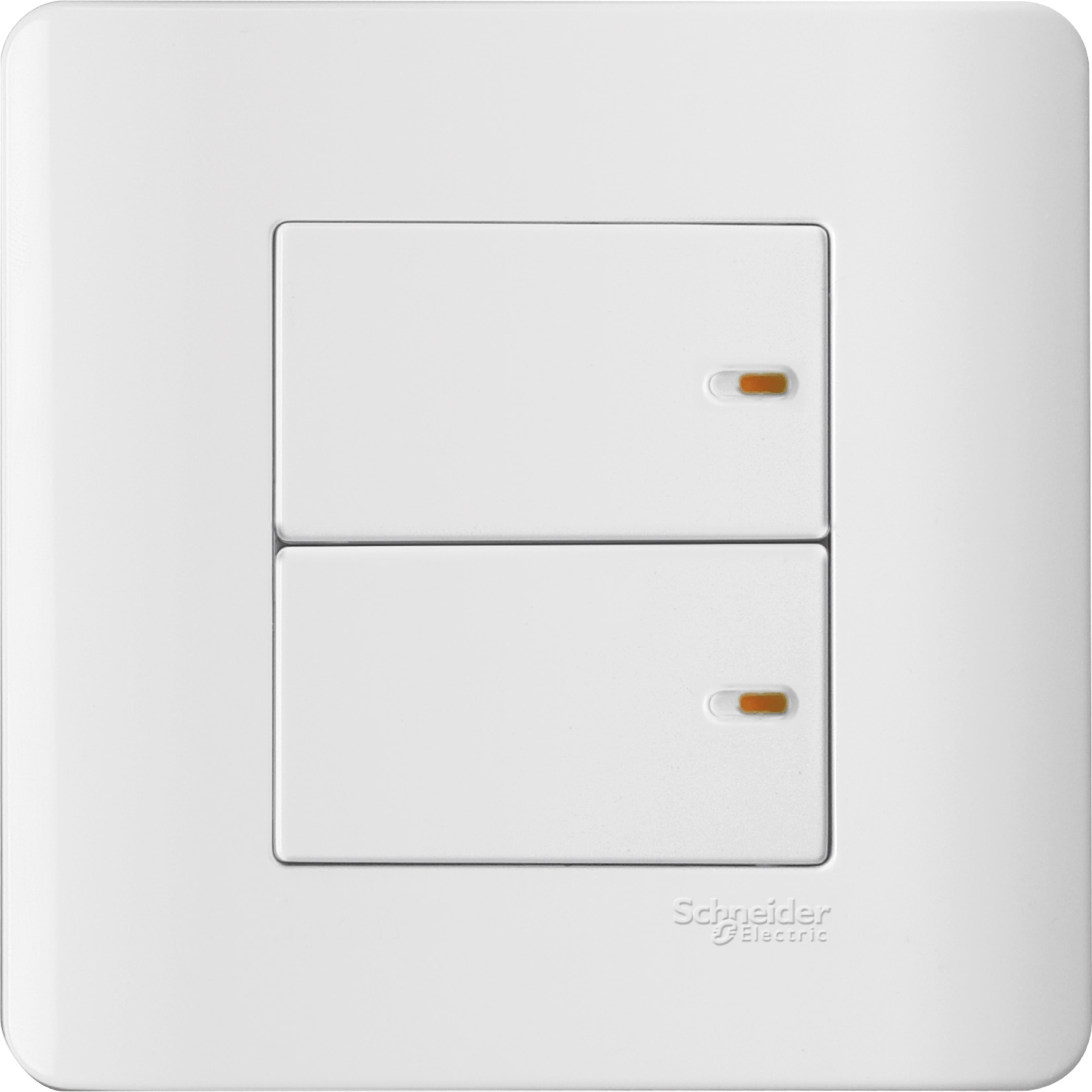 E8432_1_WE - 16 A X/20 A 2 Gang 1 way full - flat switch with ON indicator White Schneider Electric