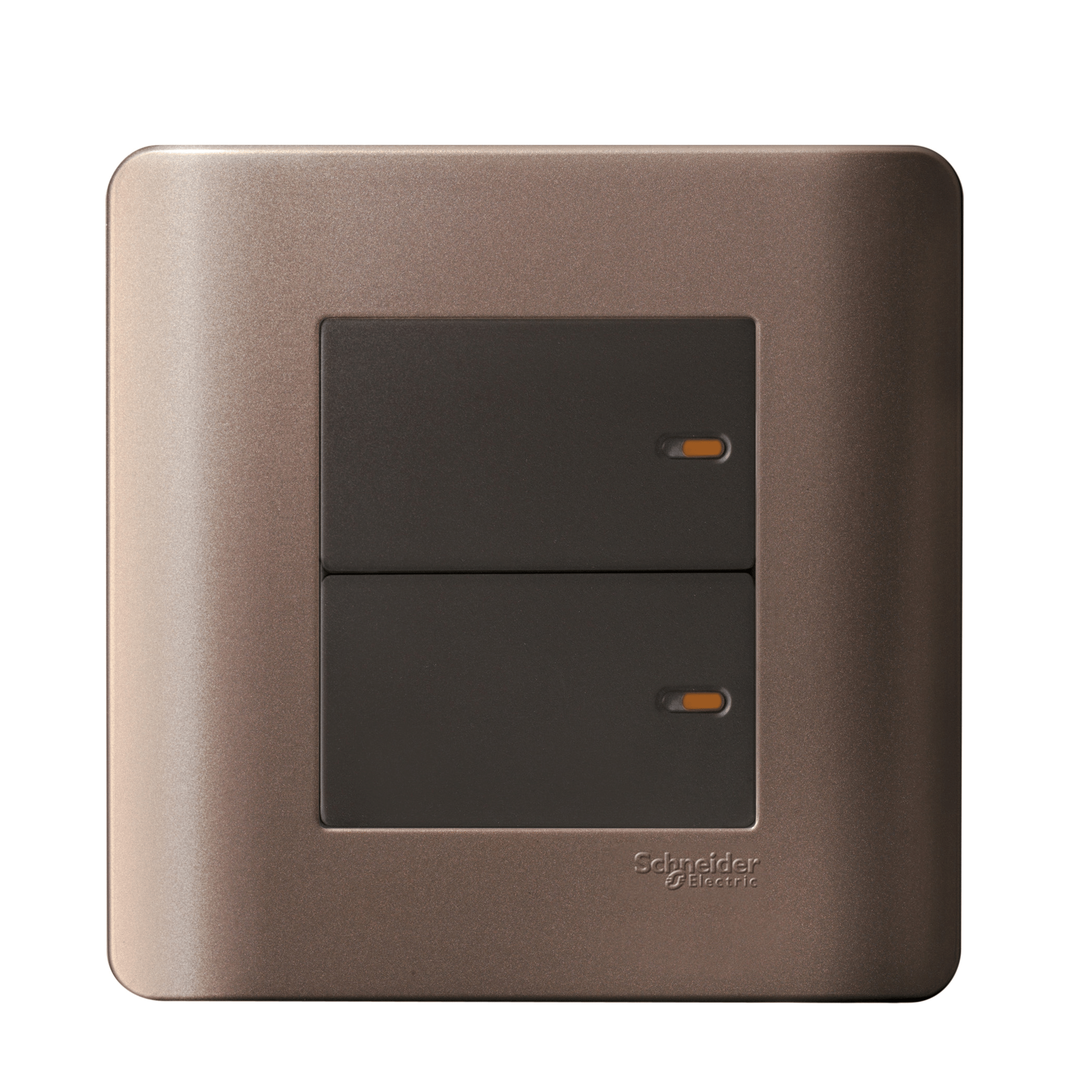 E8432_2_SZ - ZENcelo-16AX 2 Gang 2 Way Full-Flat Switch with Ondicat w/Blister-Silver Bronze Schneider Electric