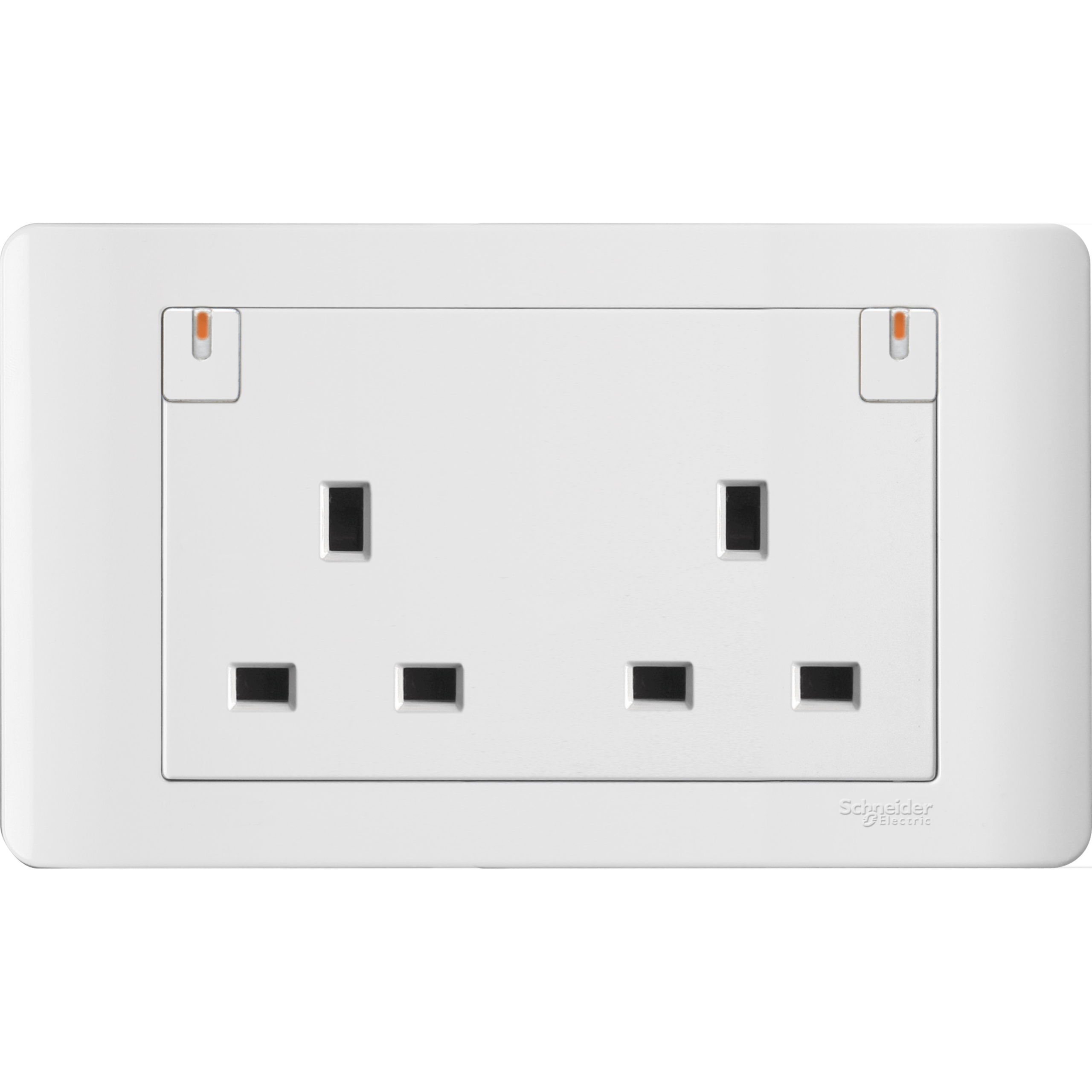 13A Twin Gang Switched Socket with Ondicator, White Schneider Electric
