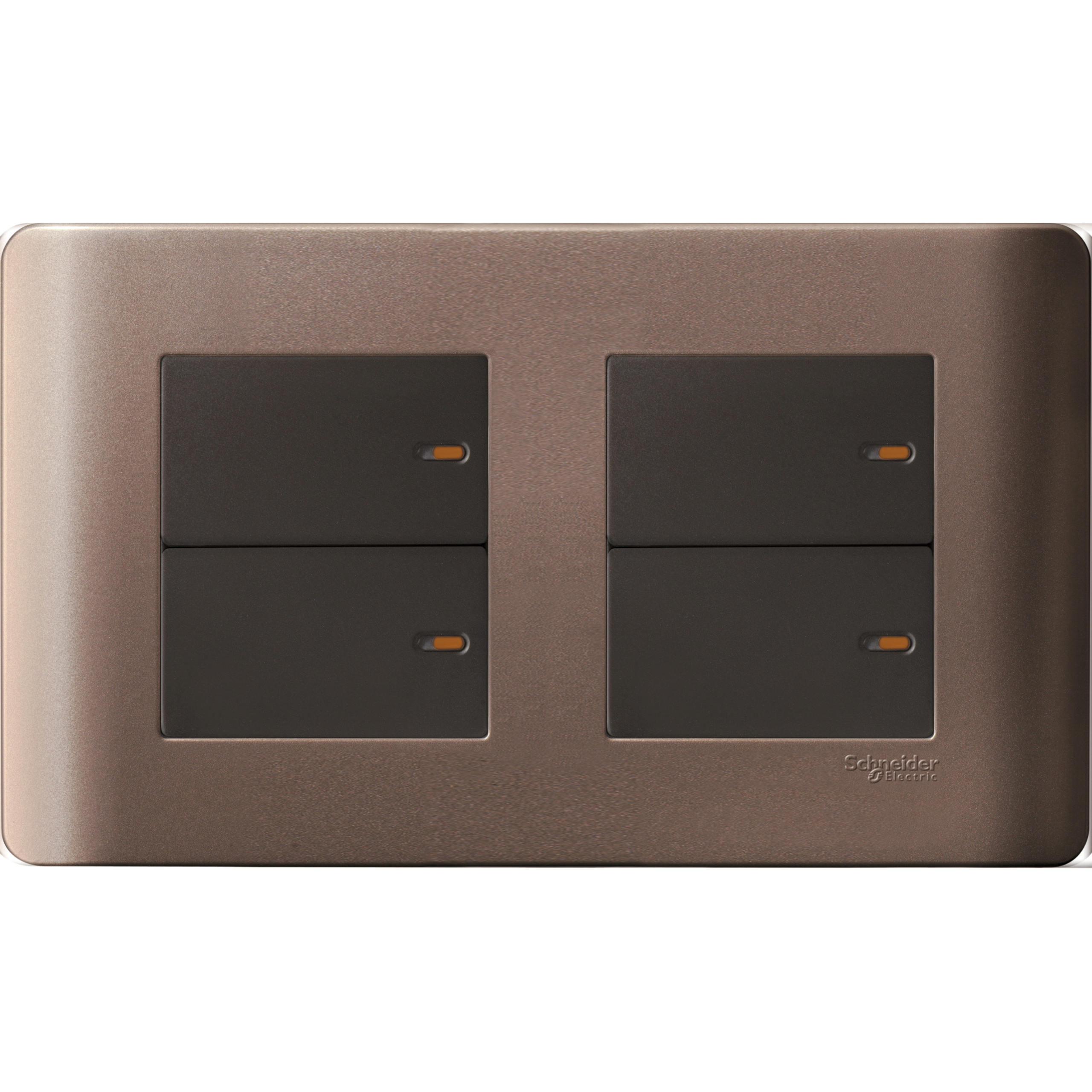 ZENcelo - 16AX 2+2 Gang 2 Way Full-Flat Switch with Ondicator - Silver Bronze Schneider Electric