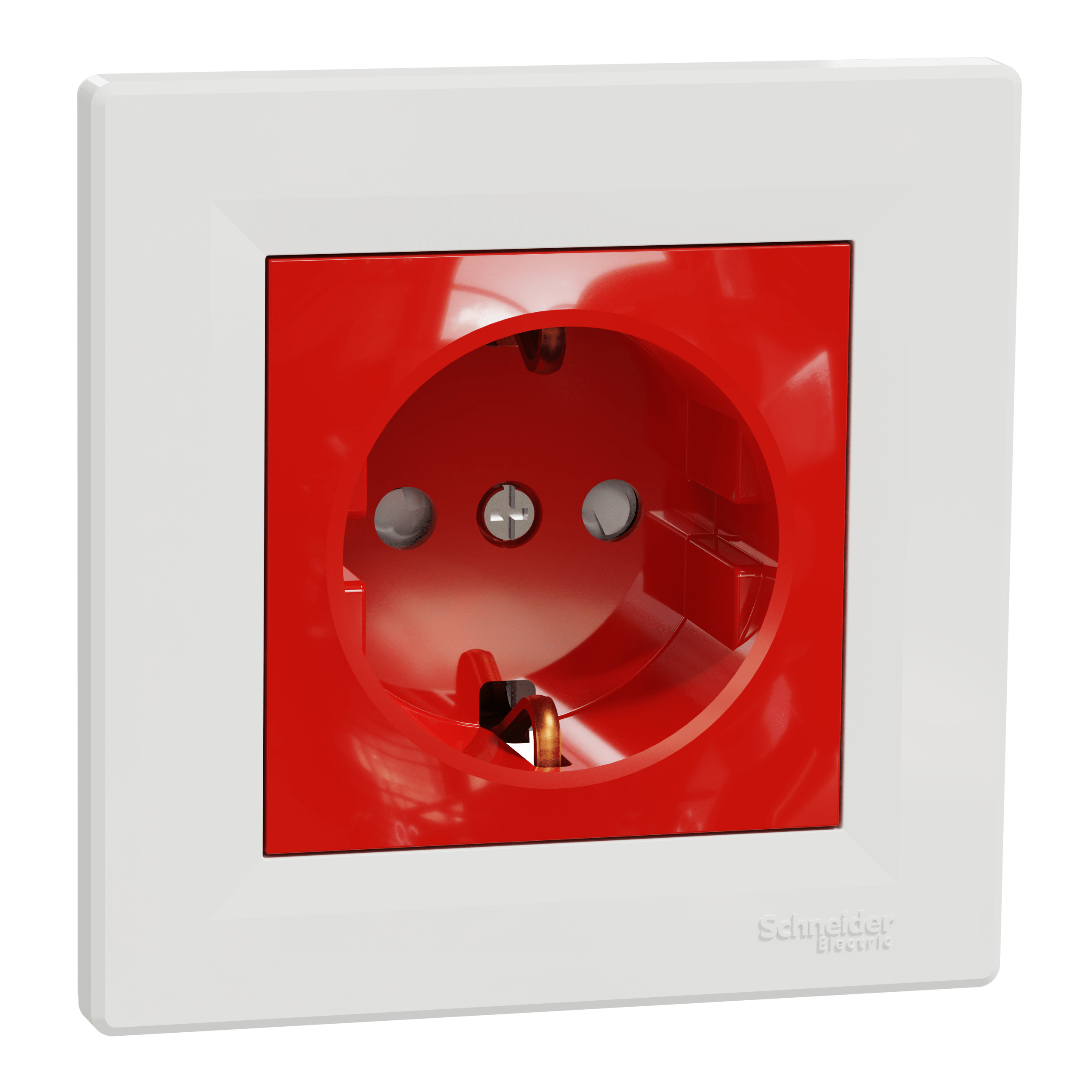EPH2900521 - Asfora - single socket outlet with side earth - 16A shutters white/red Schneider Electric