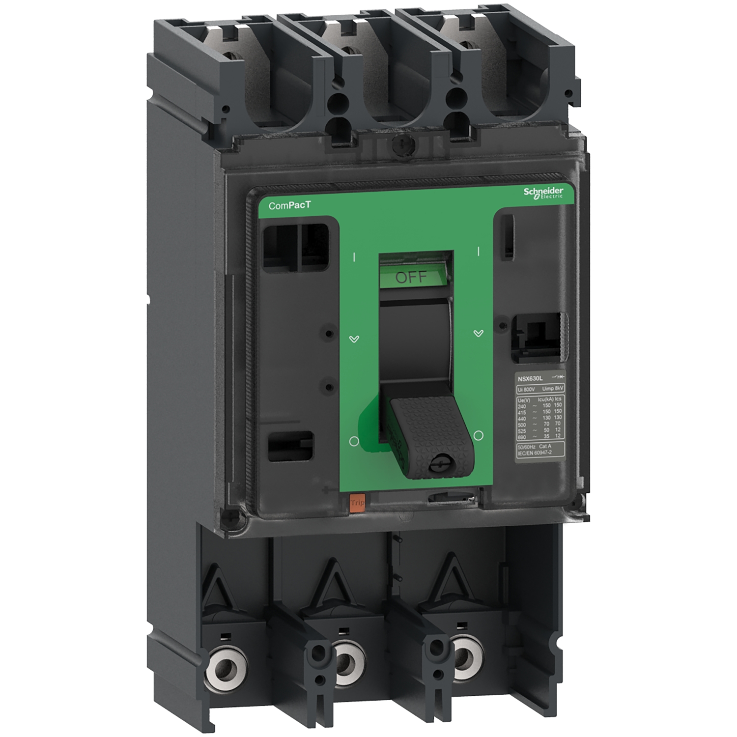 C40N3 – Circuit breaker basic frame, ComPacT NSX400N, 50 kA at 415 VAC 50/60 Hz, 400 A, without trip unit, 3 poles | Schne…