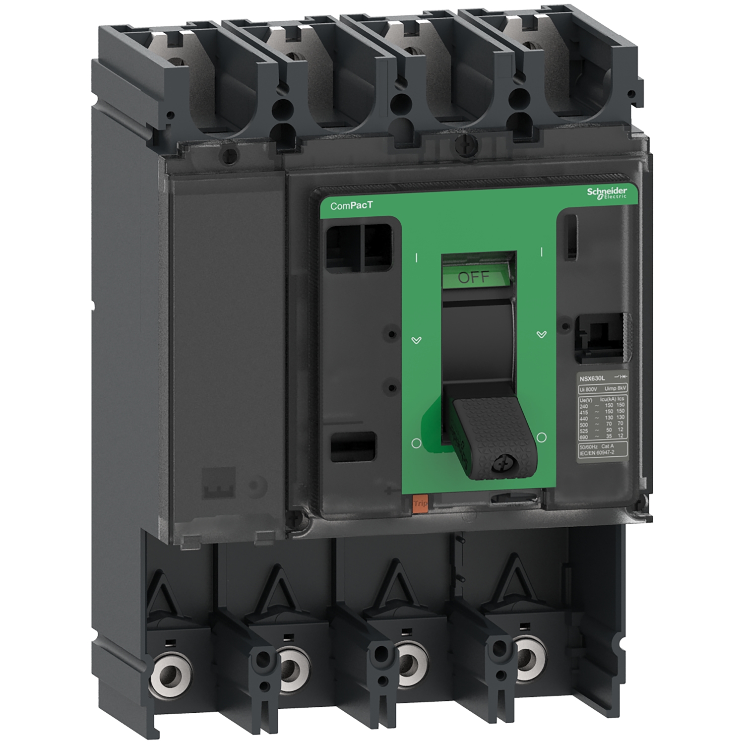 C40S4 – Circuit breaker basic frame, ComPacT NSX400S, 100 kA at 415 VAC 50/60 Hz, 400 A, without trip unit, 4 poles | Schn…