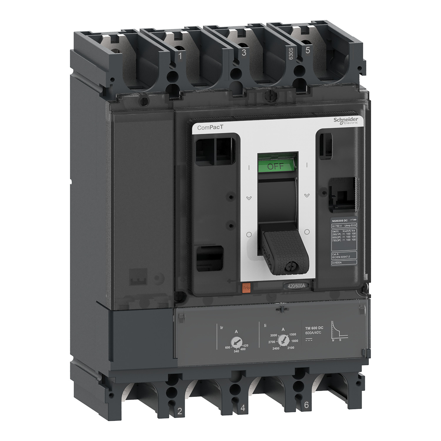 C40S4TM400D – Circuit breaker ComPacT NSX400S DC, 100kA at 750 VDC, TM-DC trip unit, 400 A rating, 4 poles | Schneider Ele…