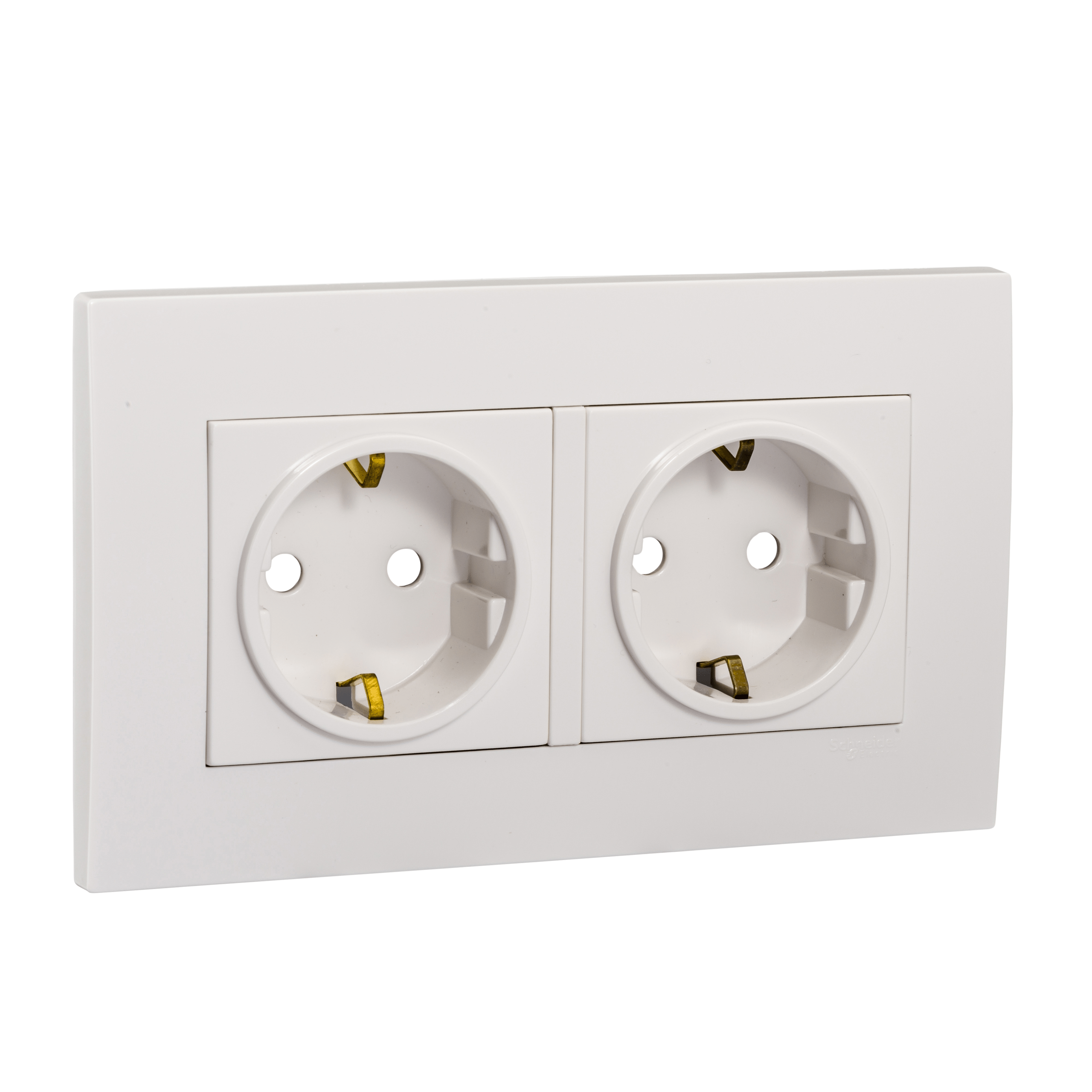 Vivace 16A 250V Twin gang Schuko Socket with Shutter,White Schneider Electric
