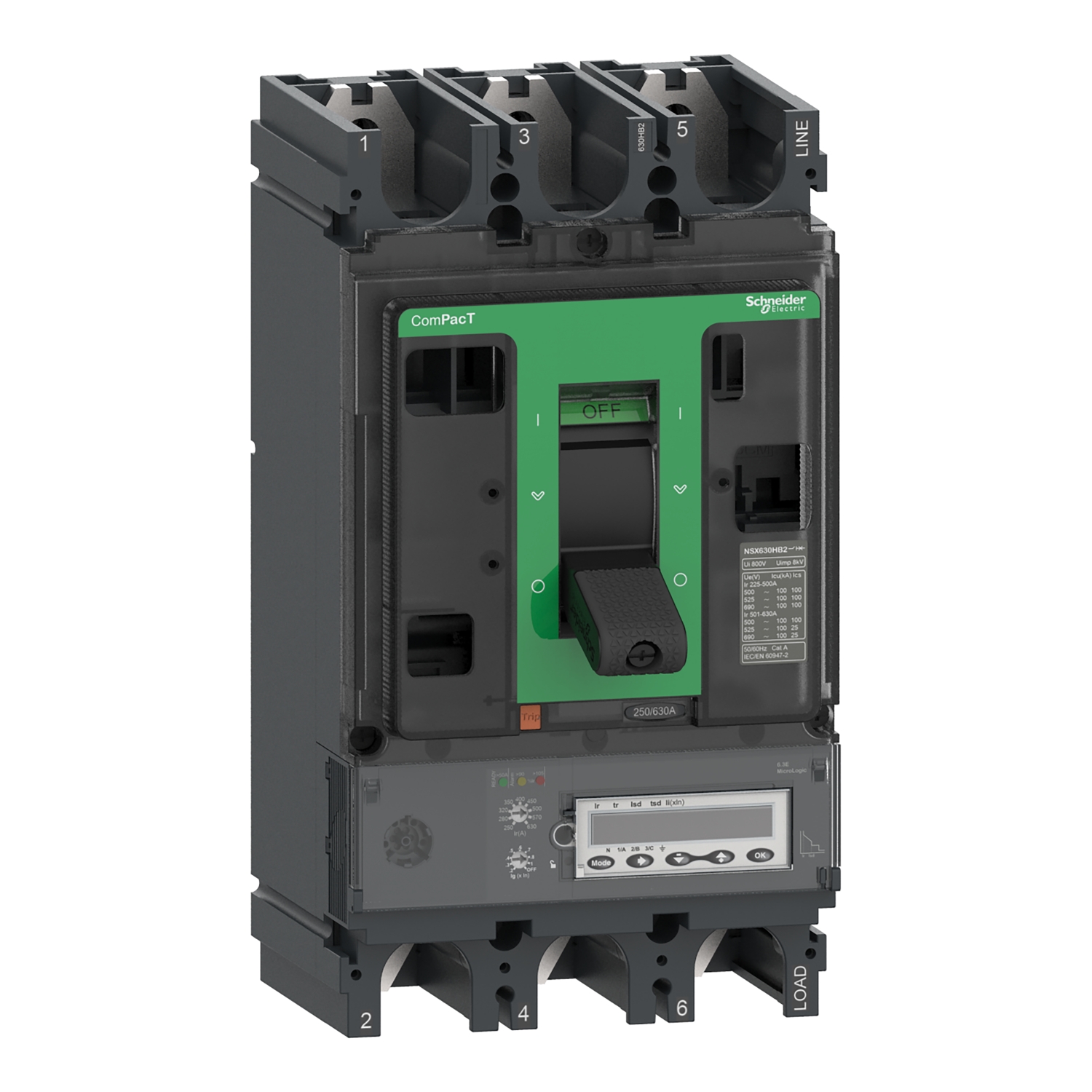 C40R36E400 – Circuit breaker ComPacT NSX400R, 200kA at 415VAC, MicroLogic 6.3 E trip unit 400A, 3 poles 3d | Schneider Ele…