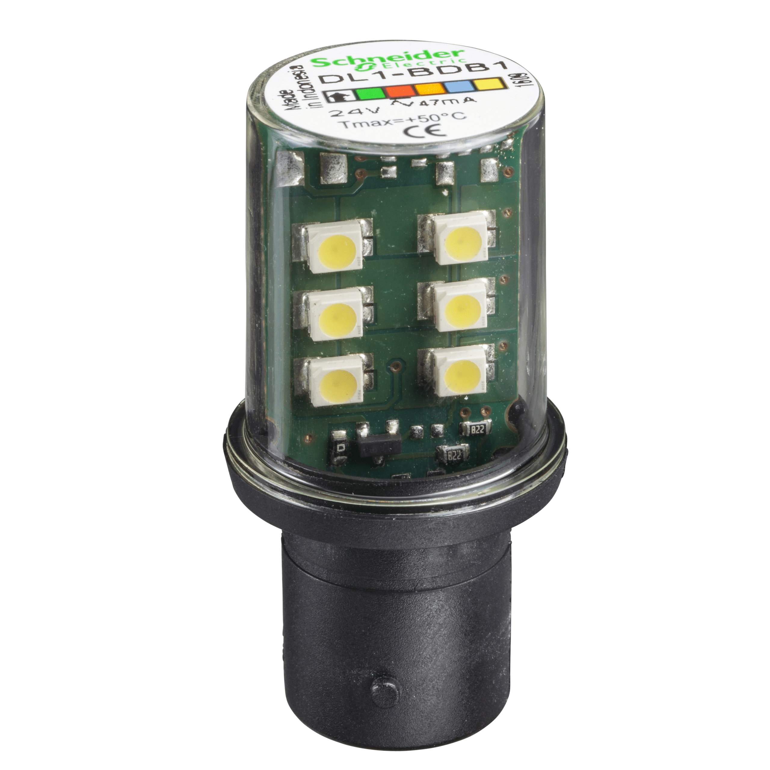 DL1BDB1 - Harmony XVB, Protected LED bulb, BA 15d, white, steady light, 24 V AC/DC Schneider Electric