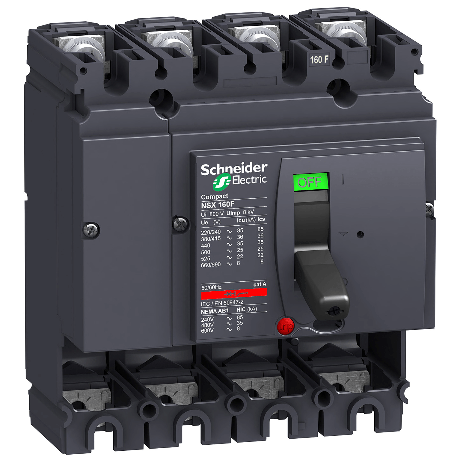 LV430395 – Circuit breaker basic frame, ComPact NSX160B, 25 kA at 415 VAC 50/60 Hz, 160 A, without trip unit, 4 poles | Schneider Electric