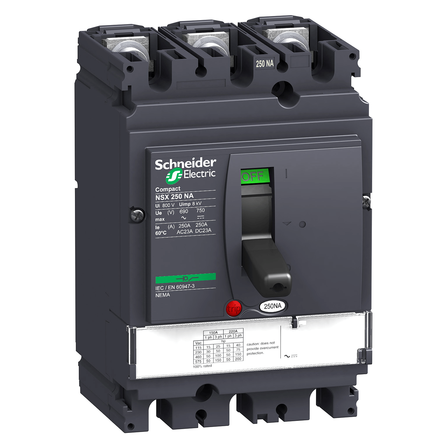 LV430456 – Non automatic NA unit, Compact NSX 160NA switch disconnectors, 160 A rating, 3 poles | Schneider Electric