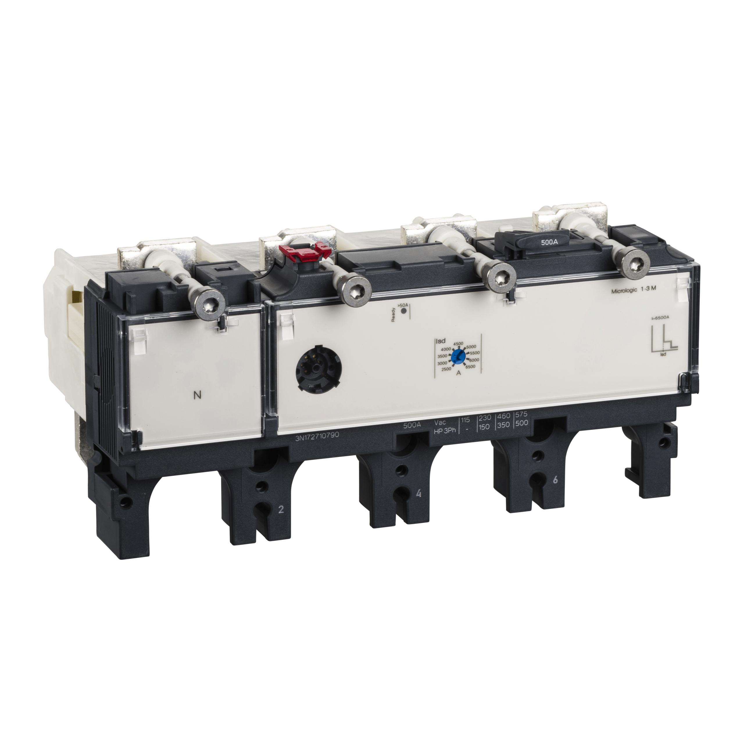 LV432077 – Trip unit MicroLogic 1.3 M for ComPact NSX 630 circuit breakers, electronic, rating 500 A, 4 poles 3d | Schneider Electric