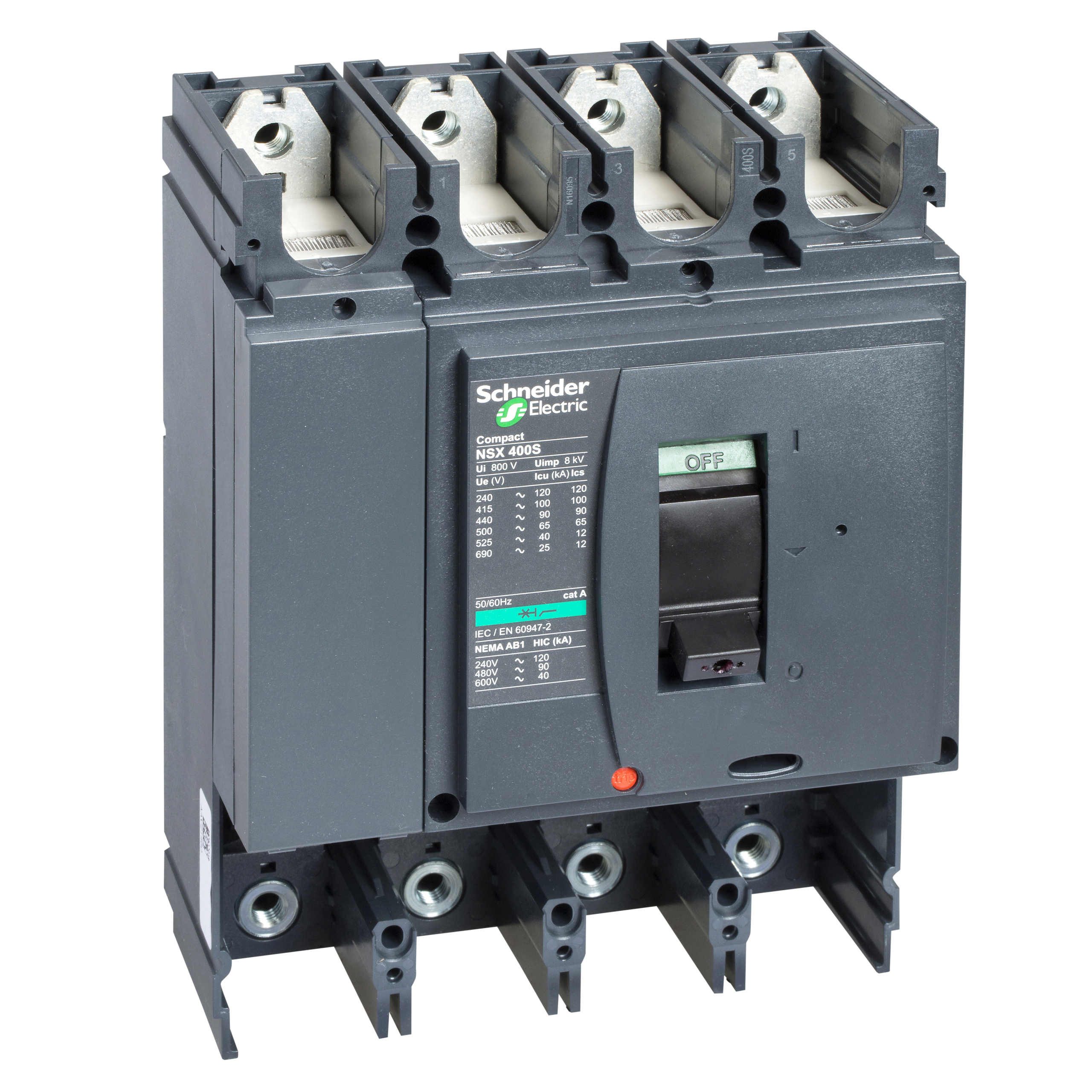 LV432409 - circuit breaker basic frame, ComPact NSX400H, 70 kA at 415 VAC 50/60 Hz, 400 A, without trip unit, 4 poles Schneider Electric