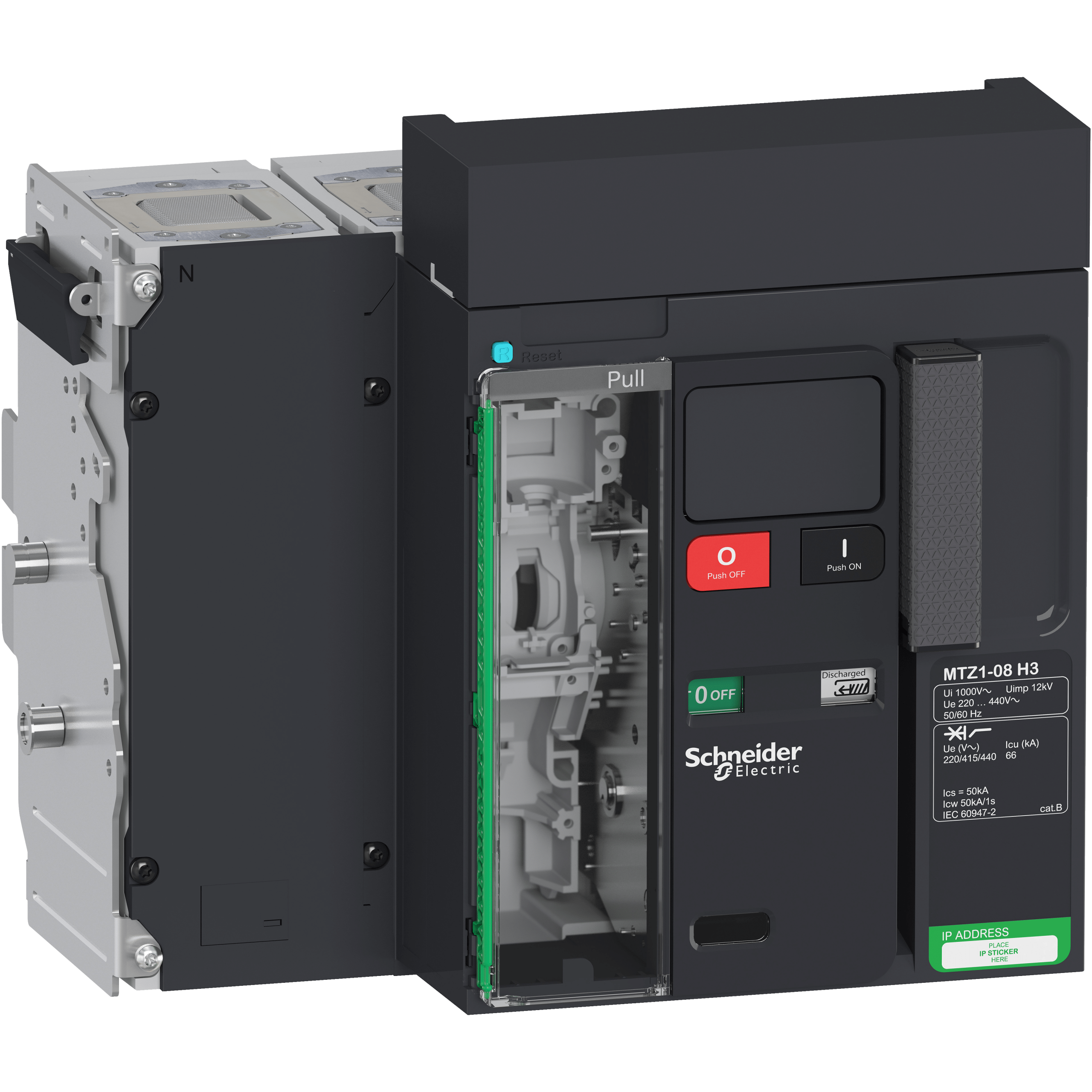 LV846458 - Circuit breaker Masterpact MTZ1 08H3, 800 A, 4P drawout, without Micrologic Schneider Electric