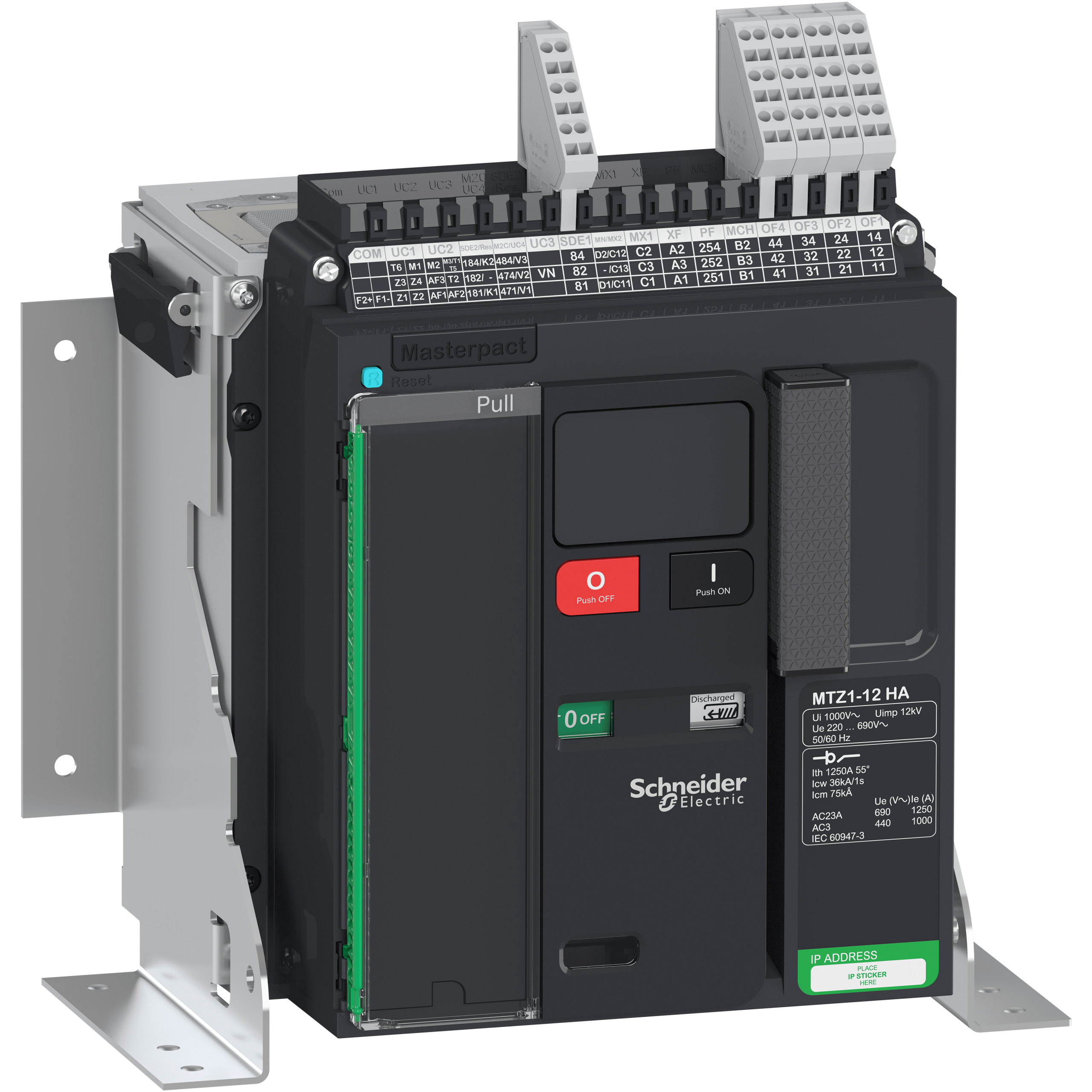 LV847165 - switch disconnector Masterpact MTZ1 12 HA, 1250 A, 3 poles, fixed Schneider Electric