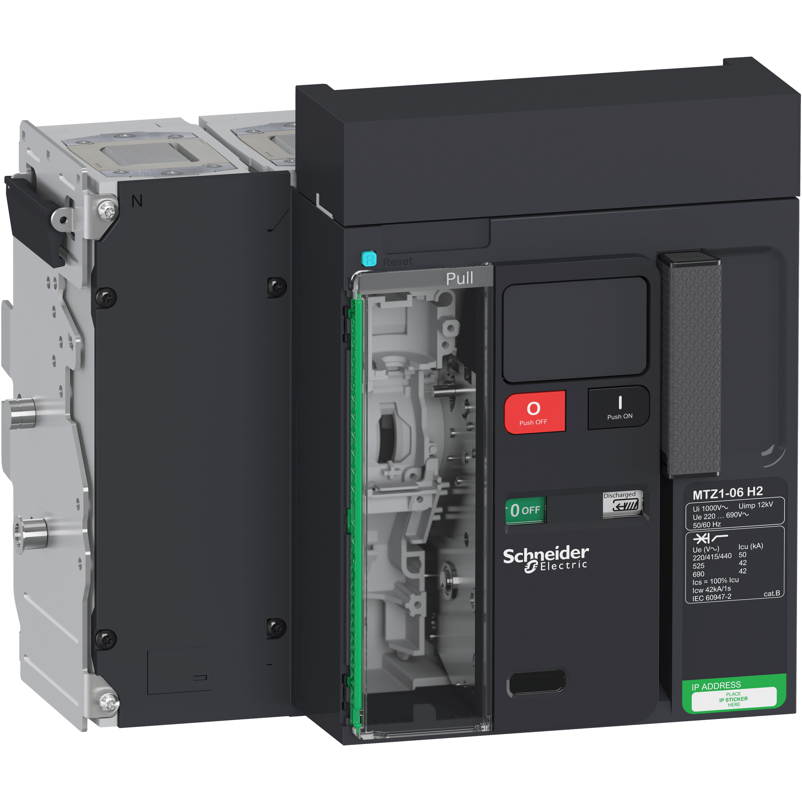 LV847209 - Circuit breaker Masterpact MTZ1 06H2, 630 A, 4P drawout, without Micrologic Schneider Electric
