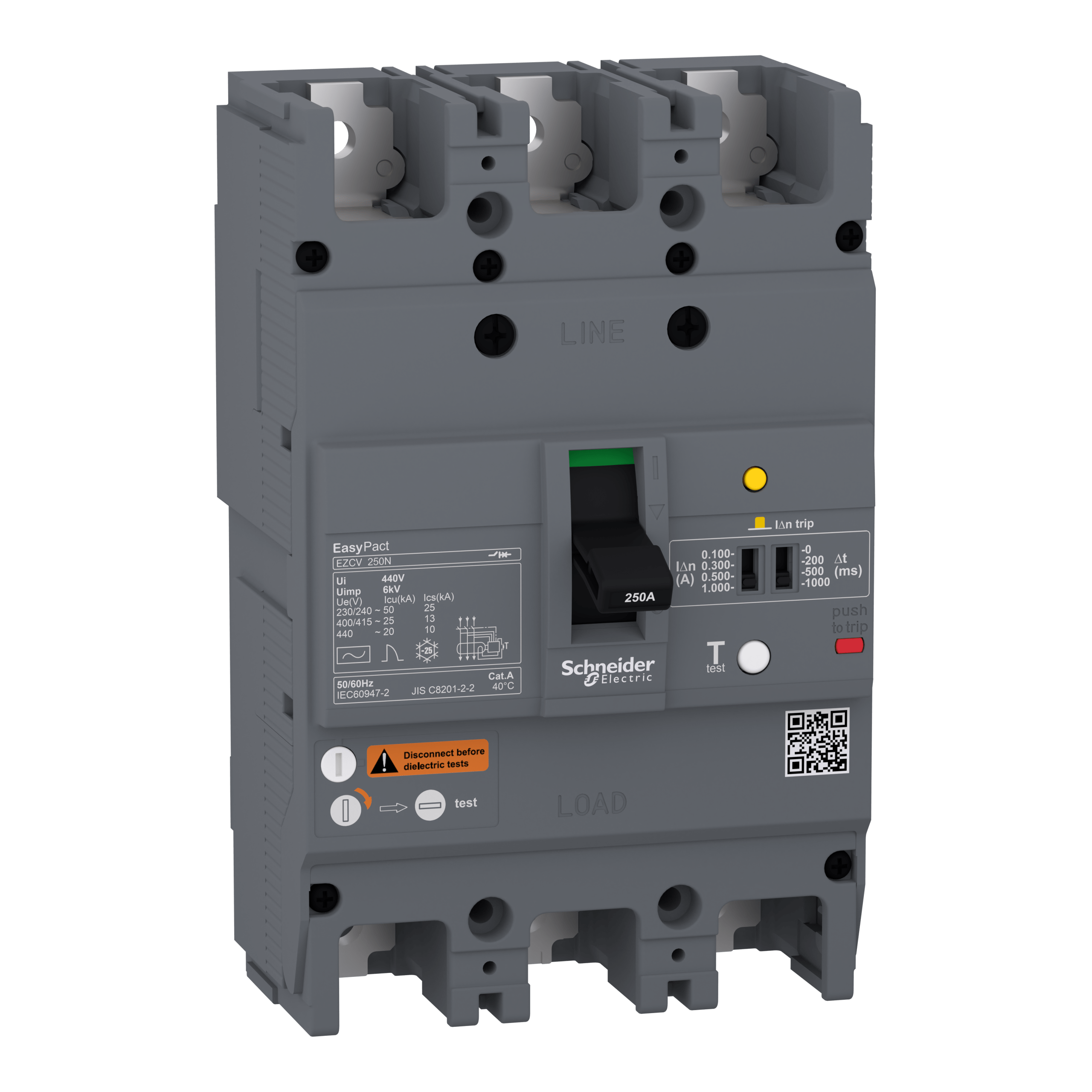 EZCV250H3100 - circuit breaker Easypact EZCV250H - TMD - 100 A - 3 poles 3d Schneider Electric
