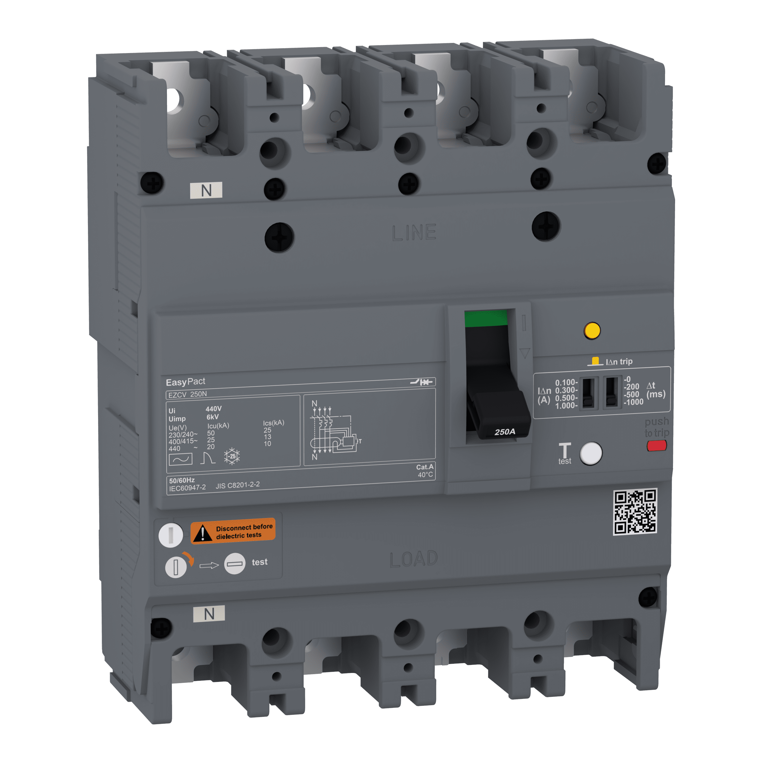 EZCV250N4080 - circuit breaker Easypact EZCV250N - TMD - 80 A - 4 poles 4d Schneider Electric