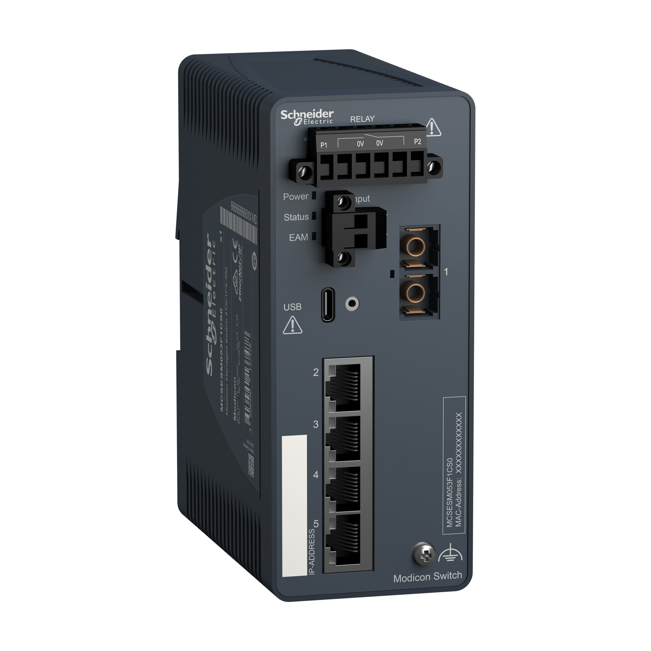 MCSESM053F1CS0 - Modicon Managed Switch - 4 ports for copper + 1 port for fiber optic single-mode Schneider Electric