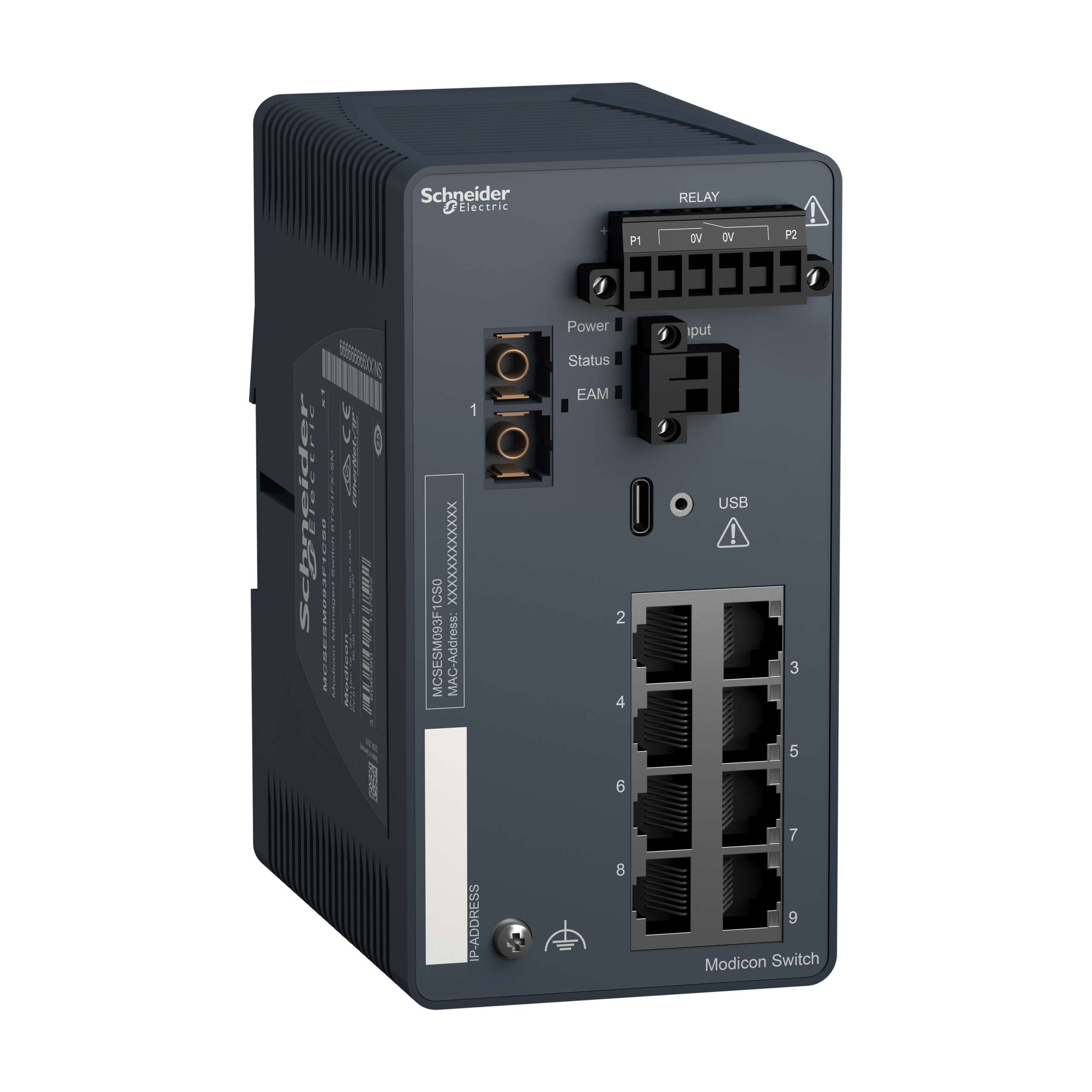 MCSESM093F1CS0 - Modicon Managed Switch - 8 ports for copper + 1 port for fiber optic single-mode Schneider Electric