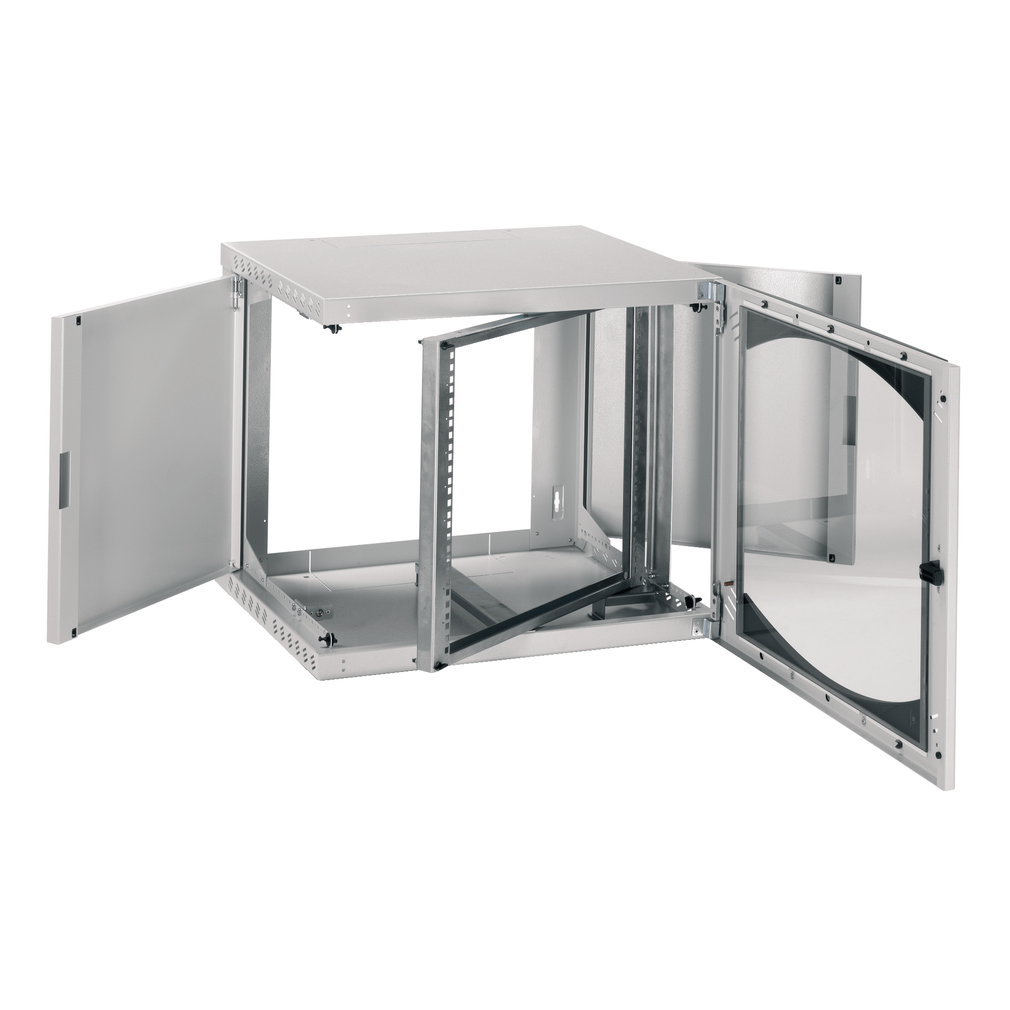 NSYOPB12U5P - Wall-Mounted Open Box 12U W600 D500 Swing 19" Glazed Door R7035 Schneider Electric