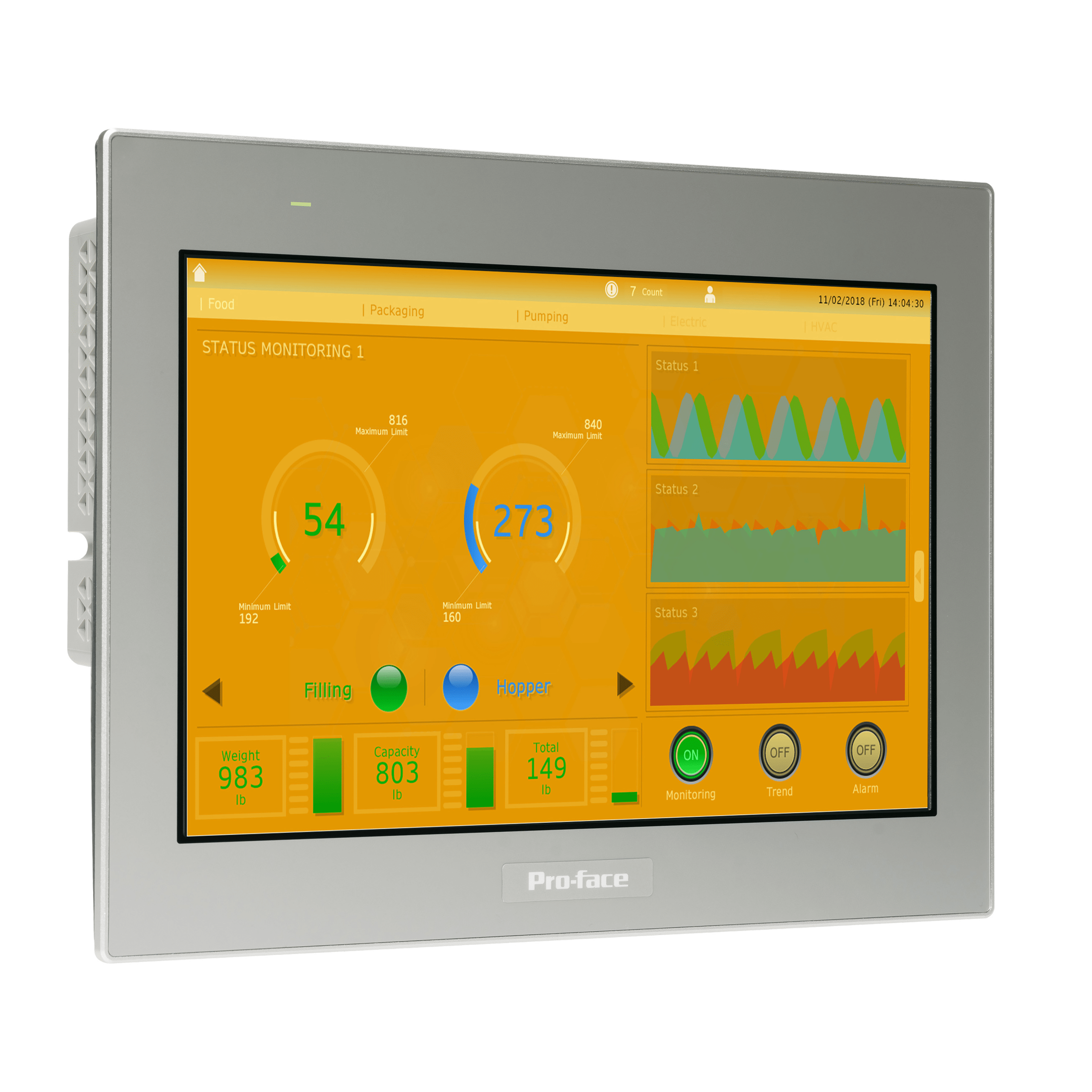 PFXST6600WAD - 12"W touch panel display, 2COM, 2Ethernet, USB host&device, 24VDC Pro-face by Schneider Electric