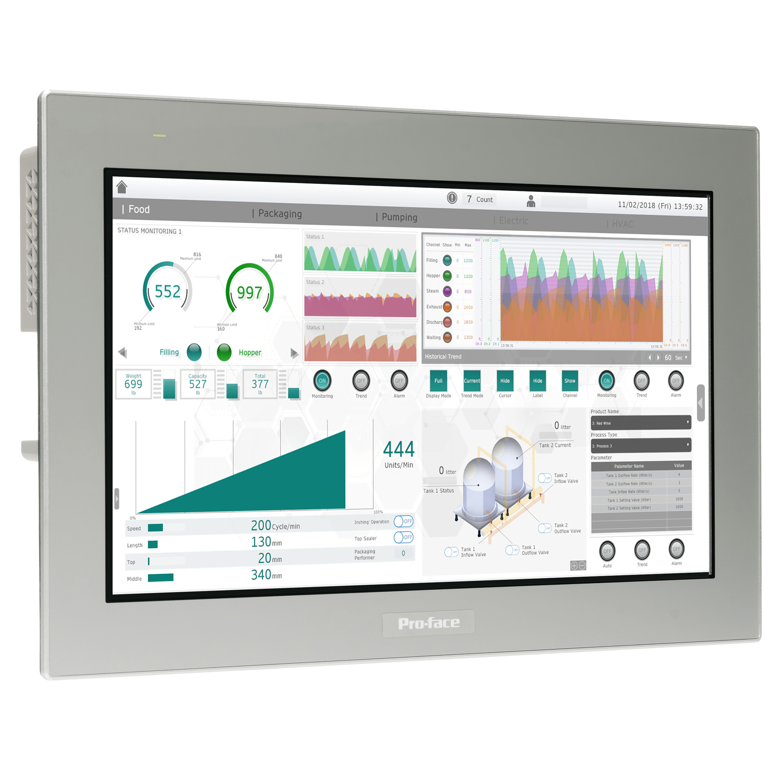 PFXST6700WAD – 15"W touch panel display, 2COM, 2Ethernet, USB host&device, 24VDC | Pro-face by Schneider Electric
