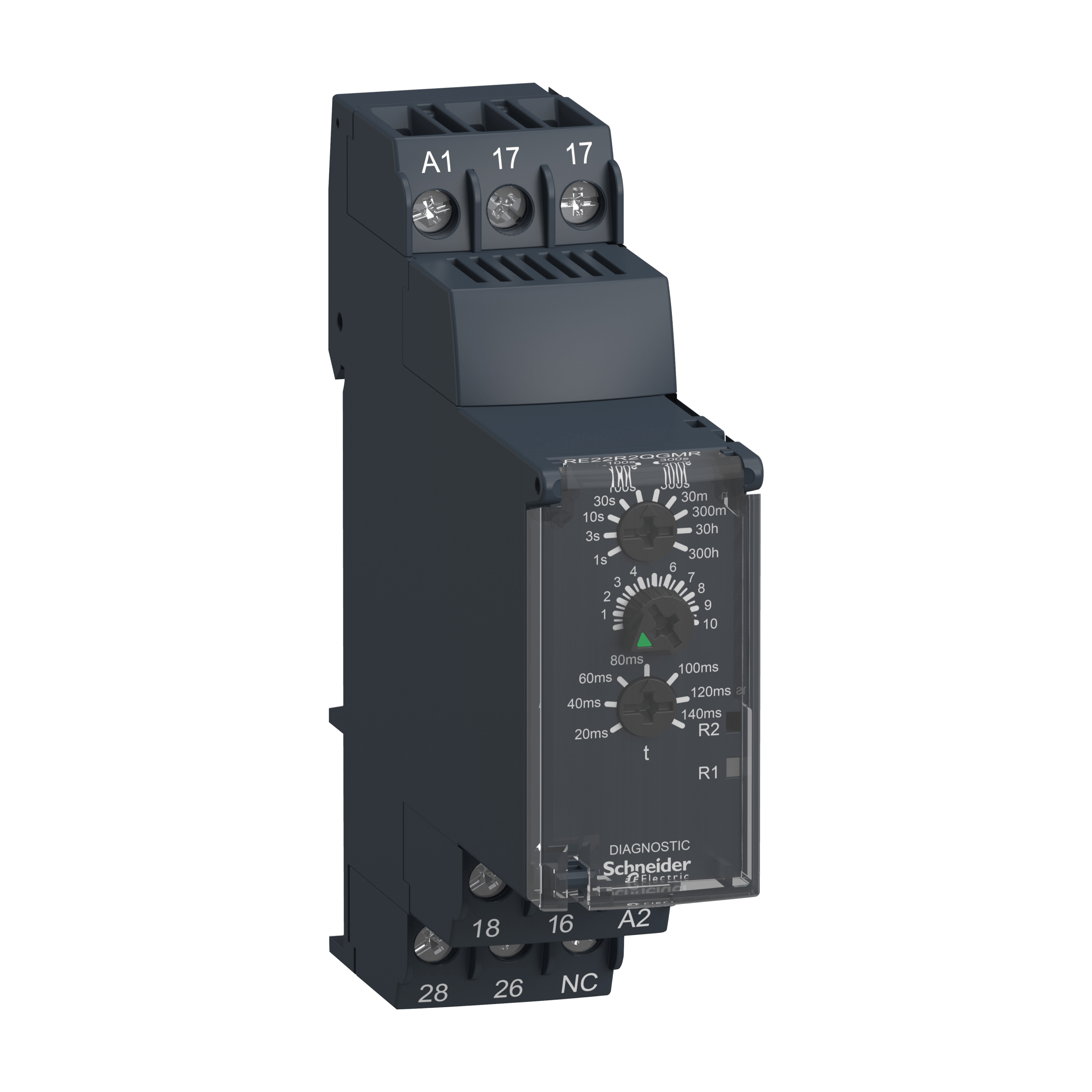 RE22R2QGMR - Harmony, Modular timing relay, 8 A, 2 CO, 0.05 s…300 h, star delta, 24...240 V AC/DC Schneider Electric