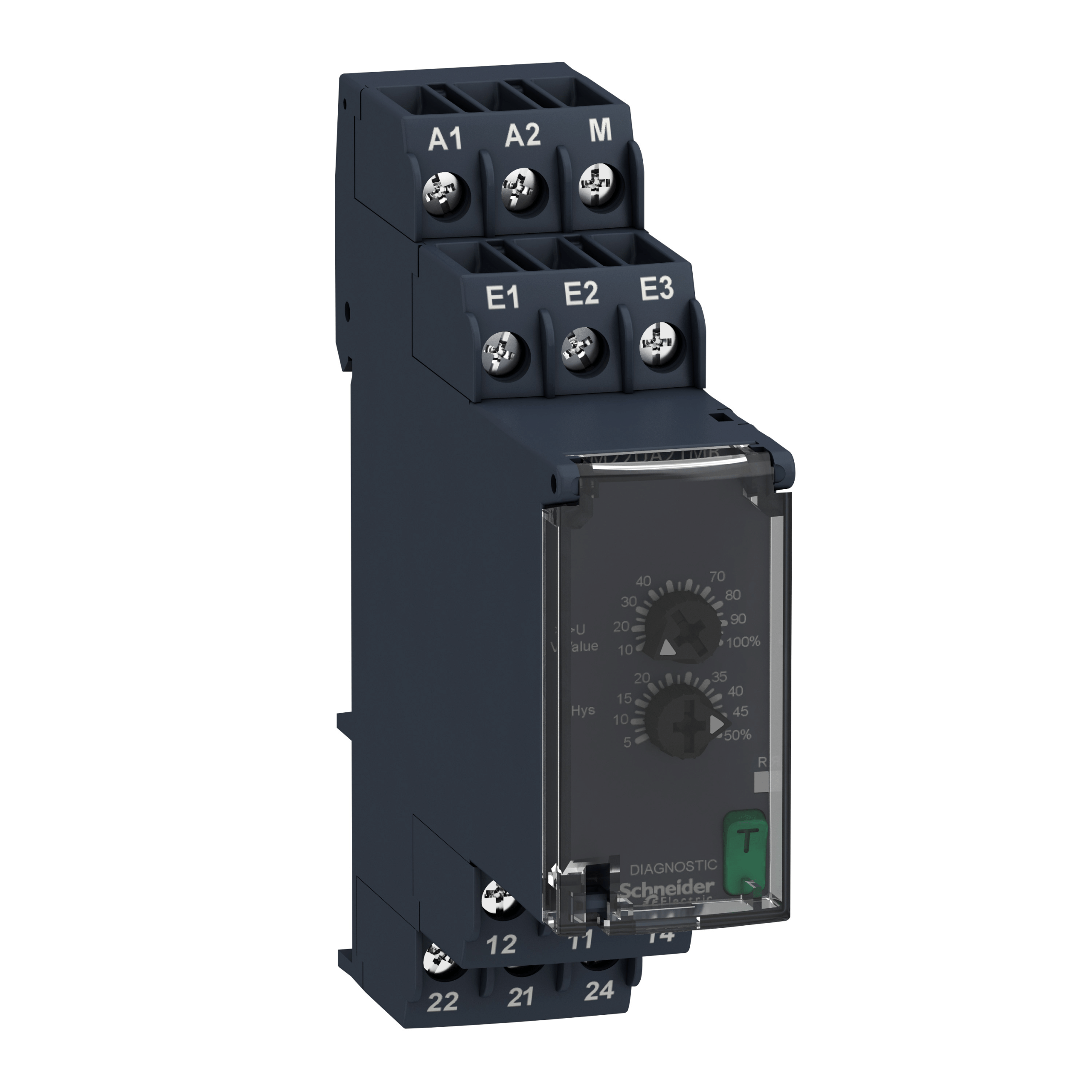 RM22UA21MR - Harmony, Modular 1-phase overvoltage control relay, 8 A, 2 CO, 0.05…5 V AC/DC measurement, 24…240 V AC/DC Schneider Electric