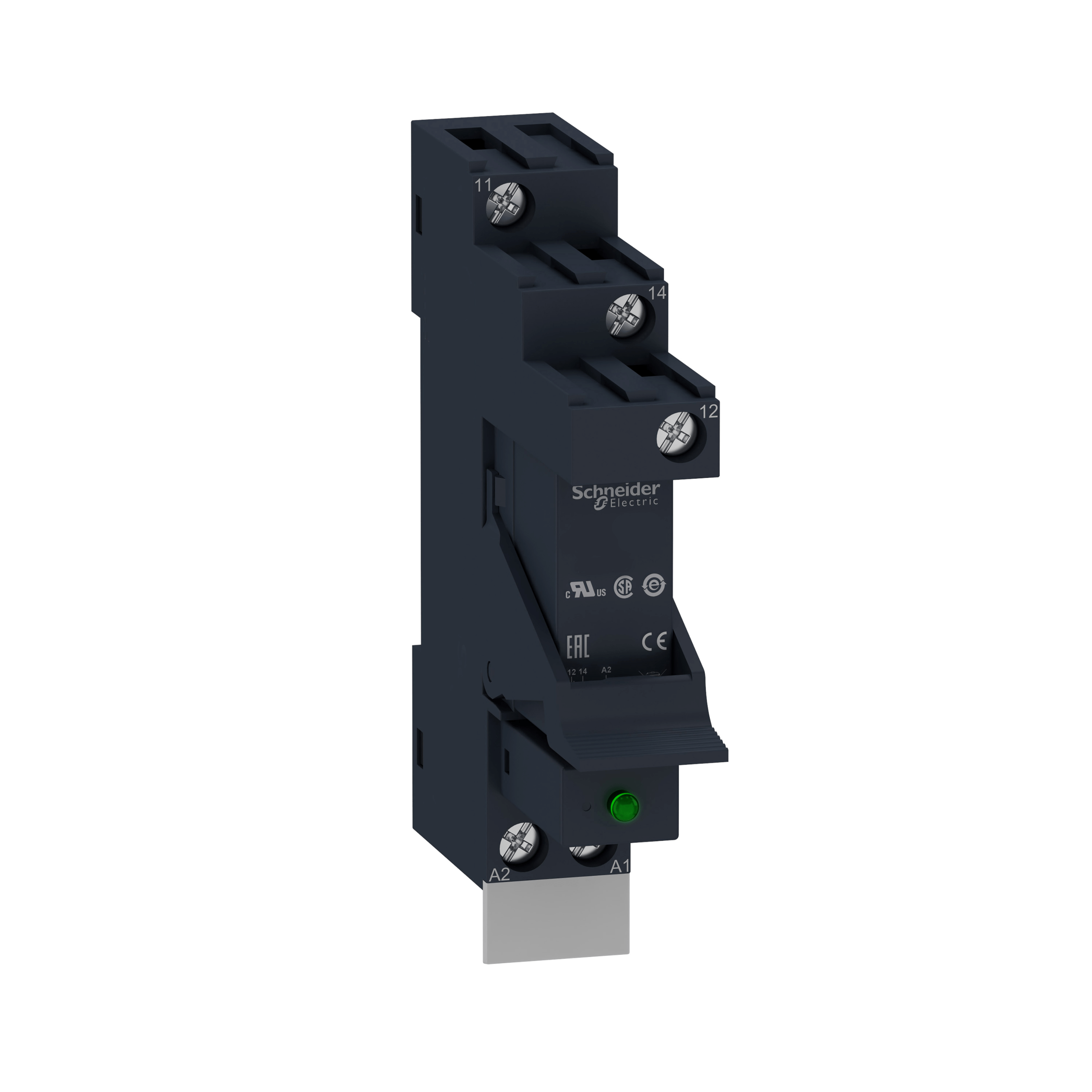RSB1A120F7PV - Harmony, Interface plug-in relay pre-assembled, 12 A, 1 CO, with LED, with protection circuit, 120 V AC Schneider Electric