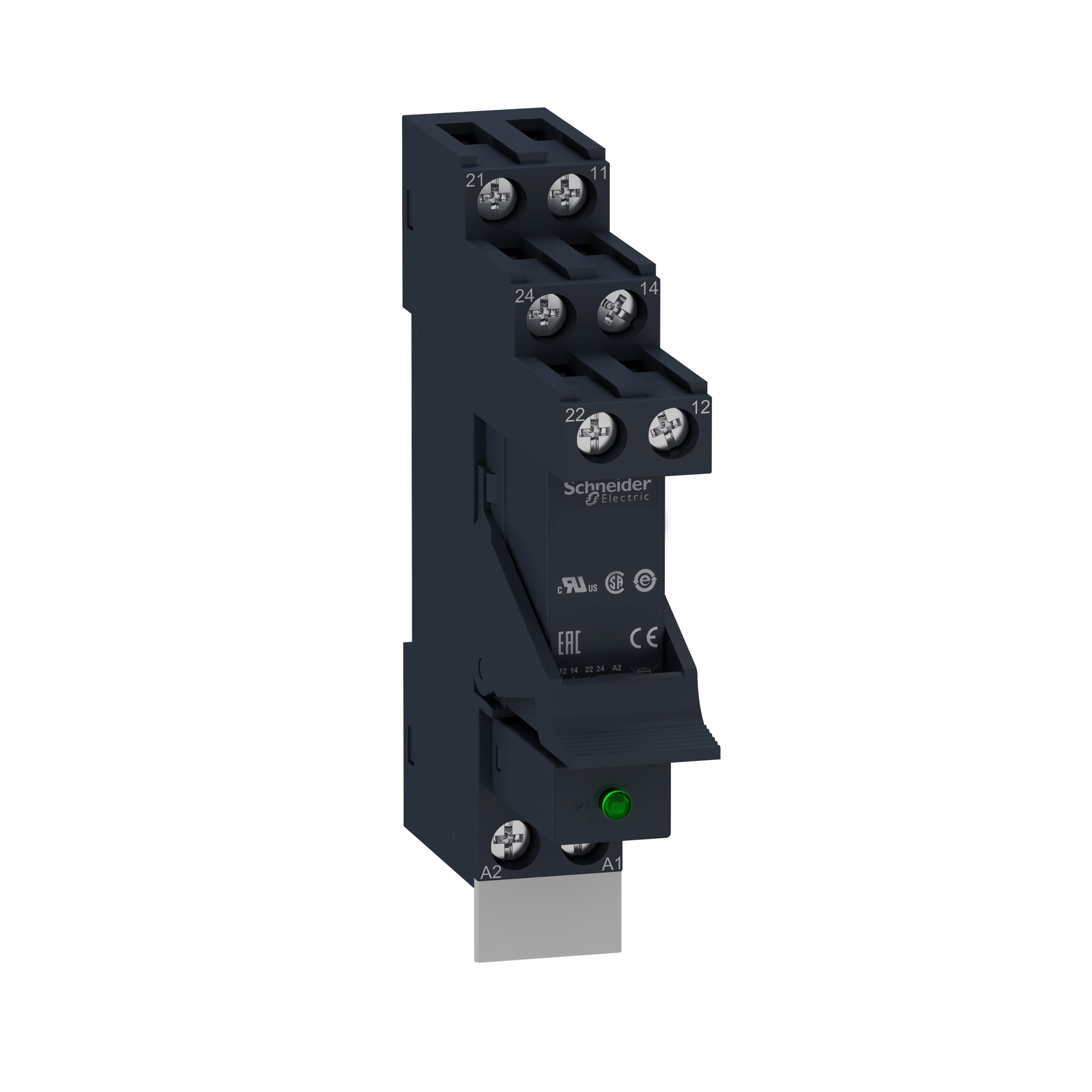 RSB2A080P7PV - Harmony, Interface plug-in relay pre-assembled, 8 A, 2 CO, with LED, with protection circuit, 230 V AC Schneider Electric