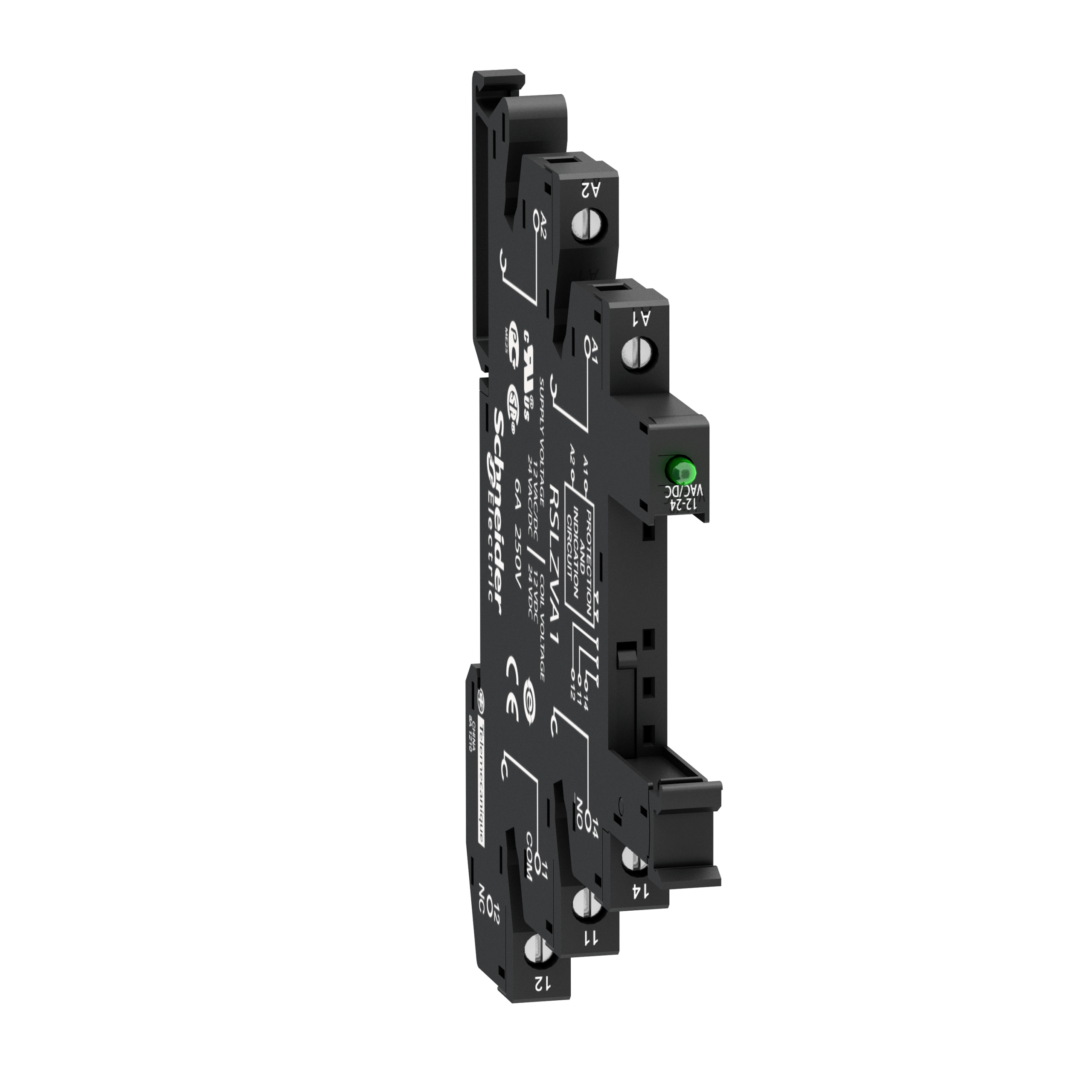 Harmony, Socket equipped with LED and protection circuit, for RSL1 relays, srew connector, 110 V AC/DC