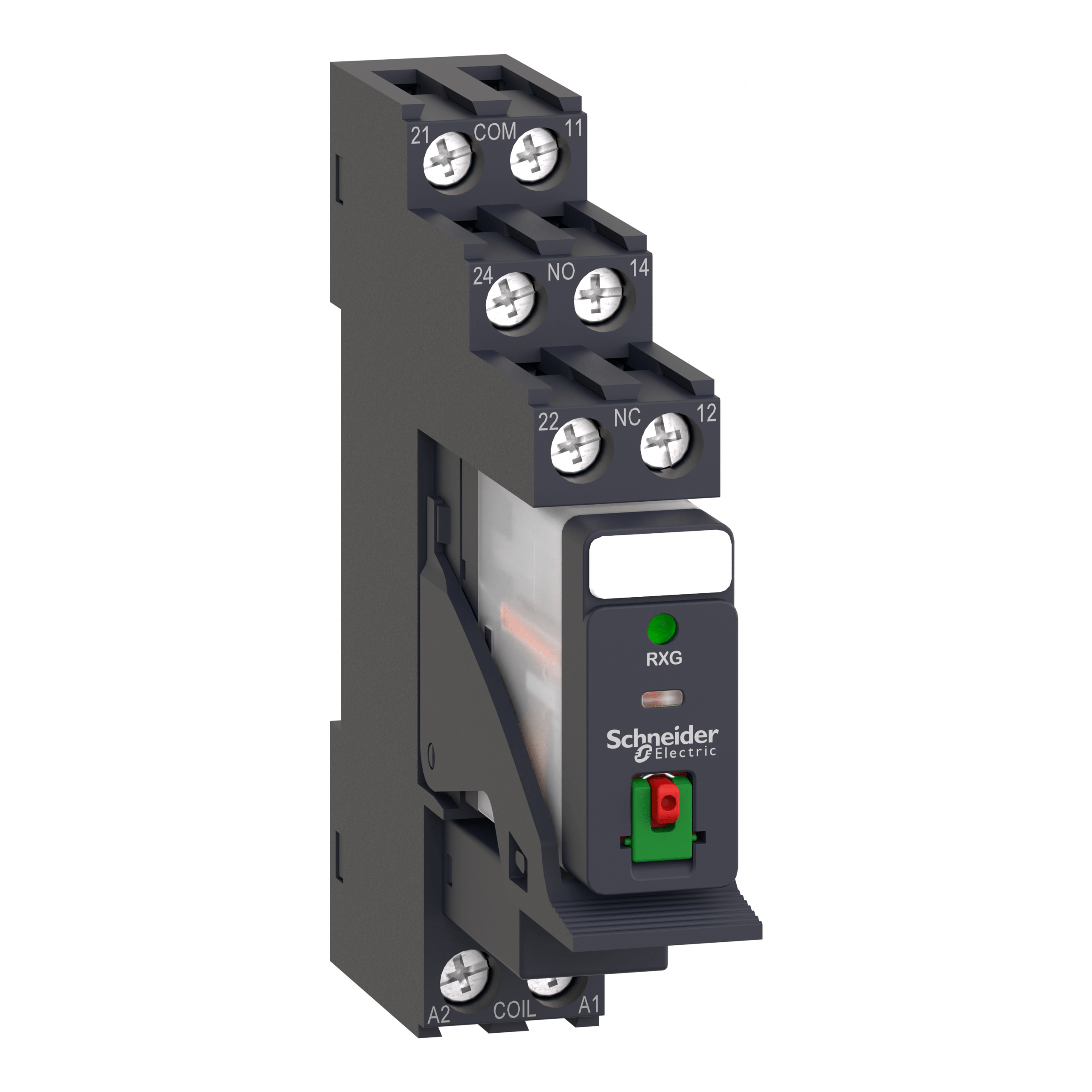RXG22P7PV - Harmony, Interface plug-in relay pre-assembled, 5 A, 2 CO, with LED, with lockable test button, with protection circuit, 230 V AC Schneider Electric