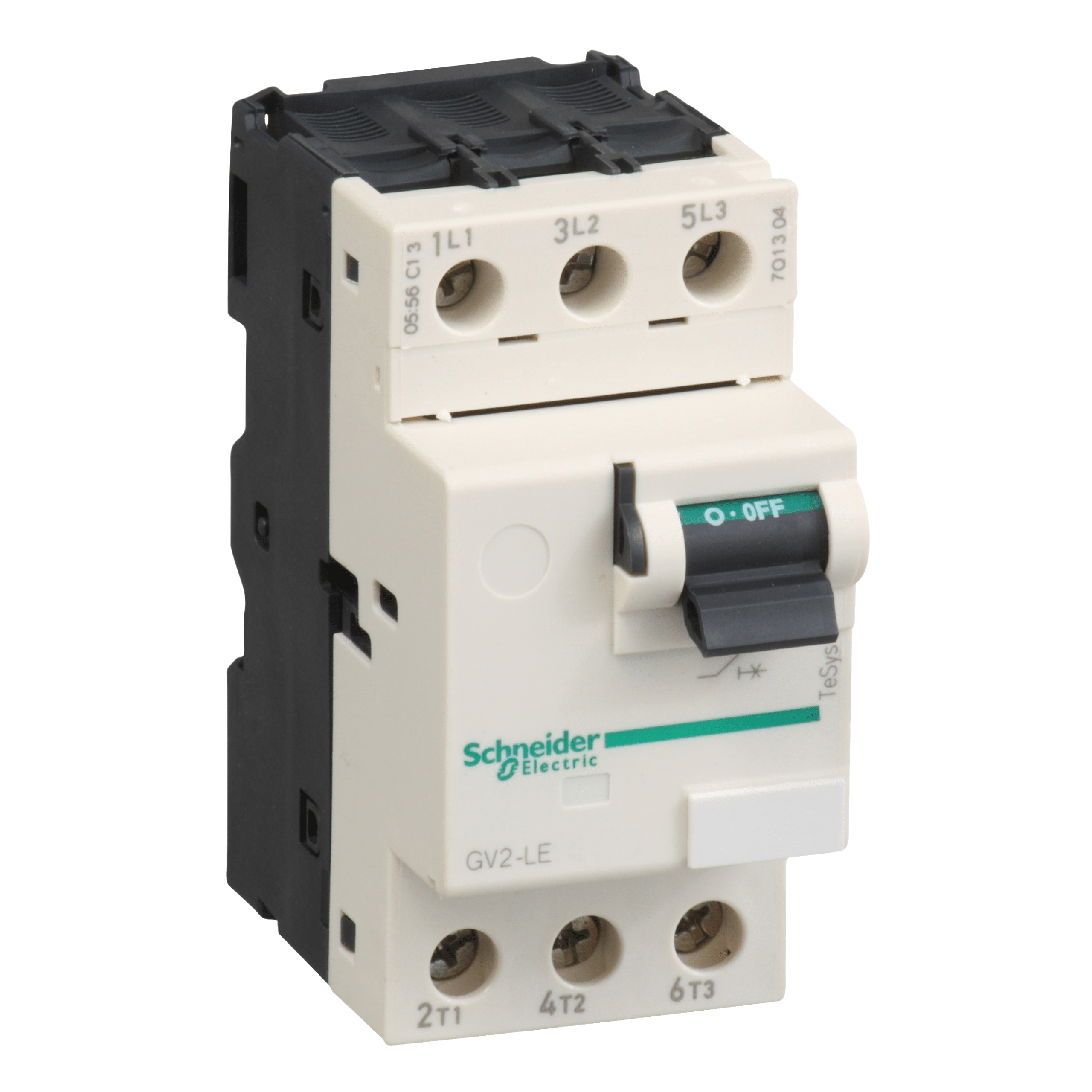 Motor circuit breaker, TeSys GV2, 3P, 1 A, magnetic, toggle control, screw clamp terminals