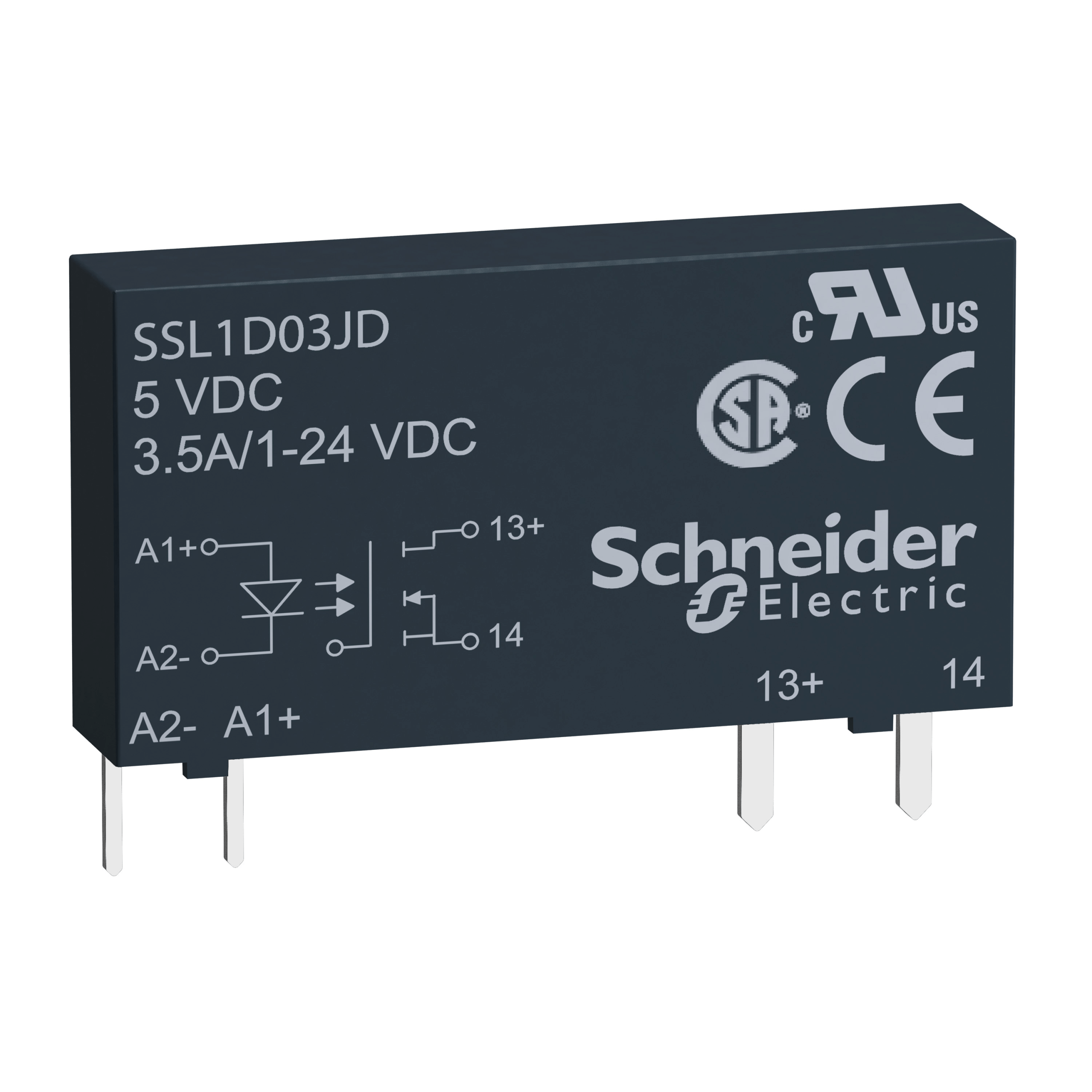 SSL1D03BD - Harmony, Solid state slim relay, 3.5 A, DC switching, input 15...30 V DC, output 1...24 V DC Schneider Electric