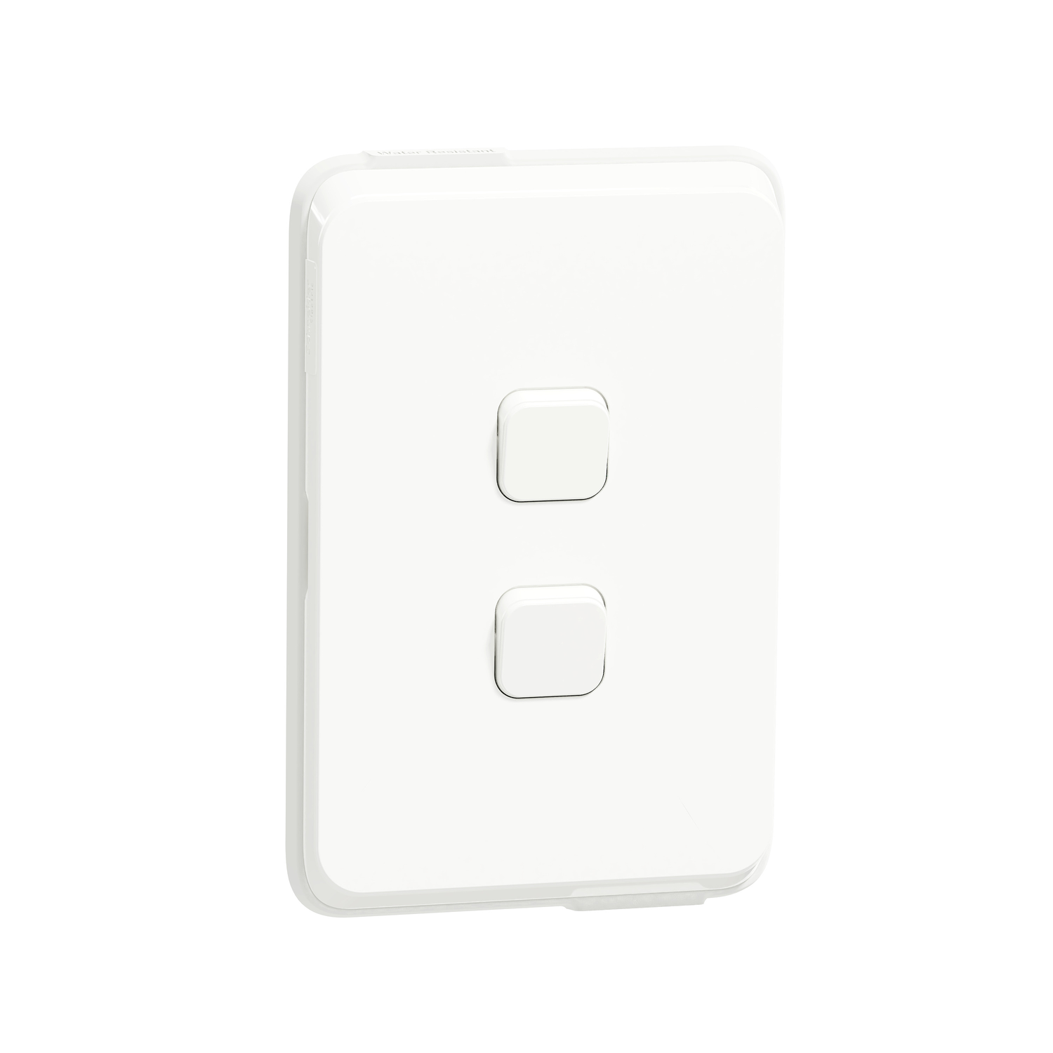 4012W2IP44_XW – Iconic, 2 switches, 1/2 Way, IP44, 10AX, 250V, White | Schneider Electric
