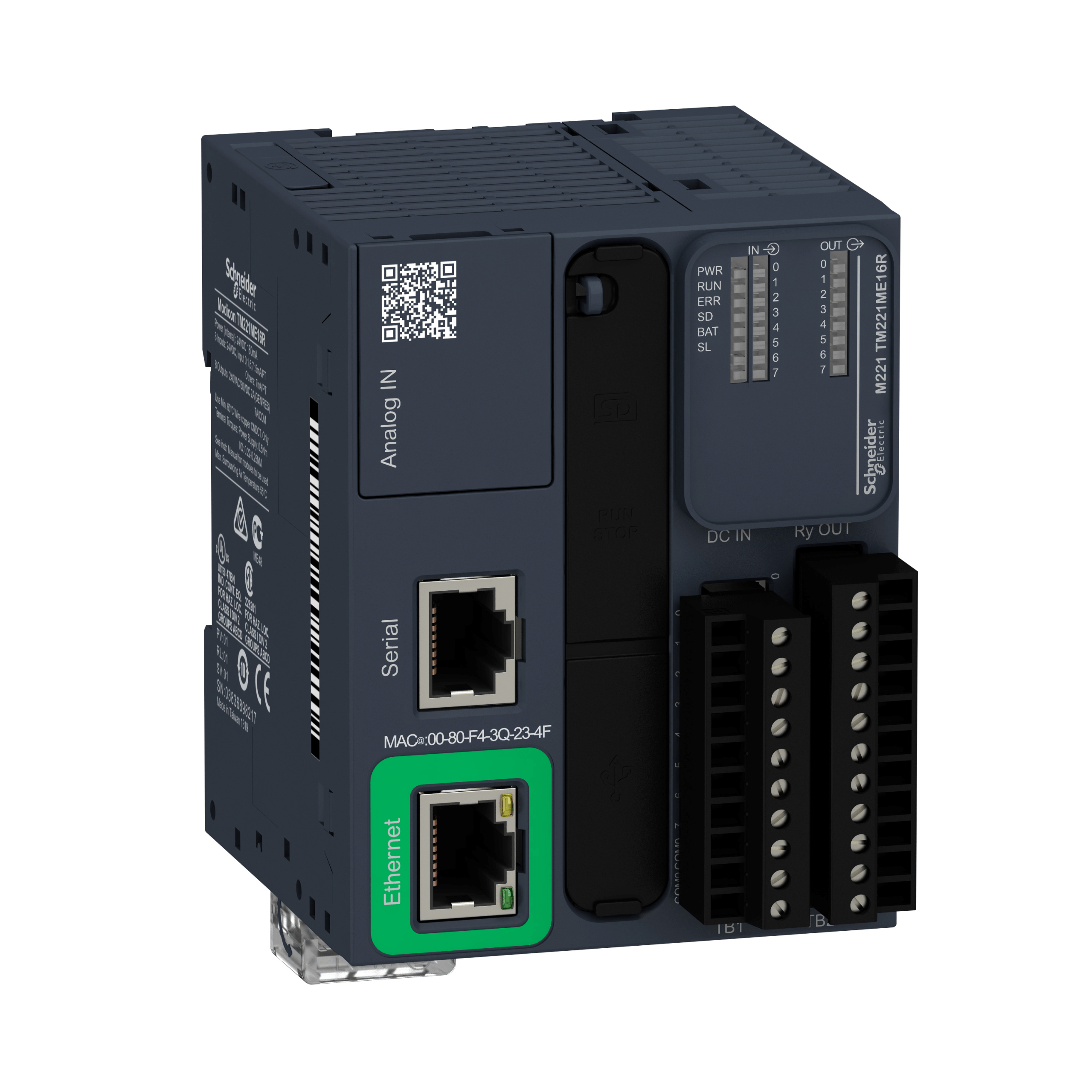 TM221ME16R - Logic controller, Modicon M221, 16 Input/Output, transistor PNP, R Schneider Electric