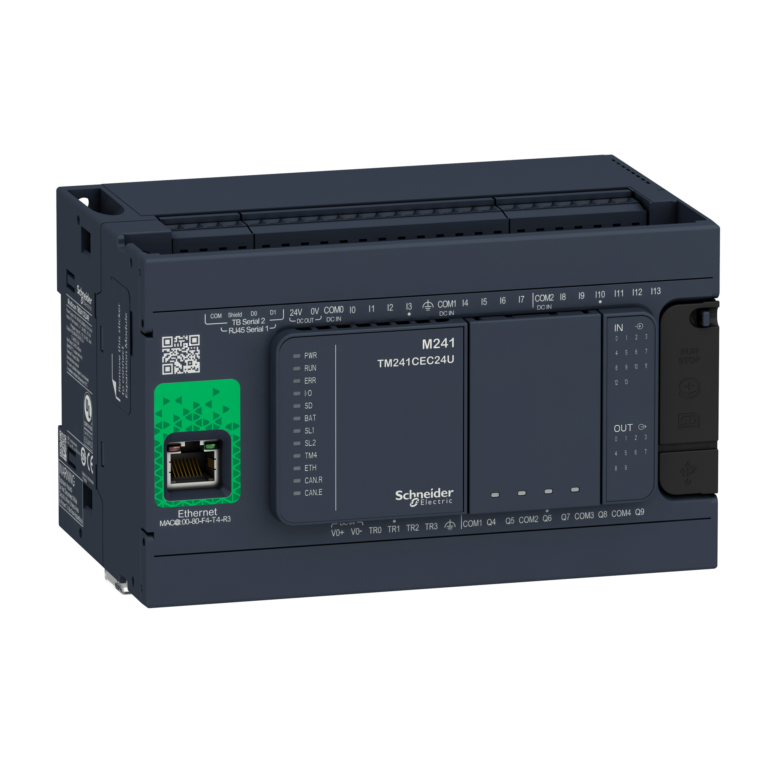 TM241CE24R - Logic controller, Modicon M241, 24 IO relay Ethernet Schneider Electric