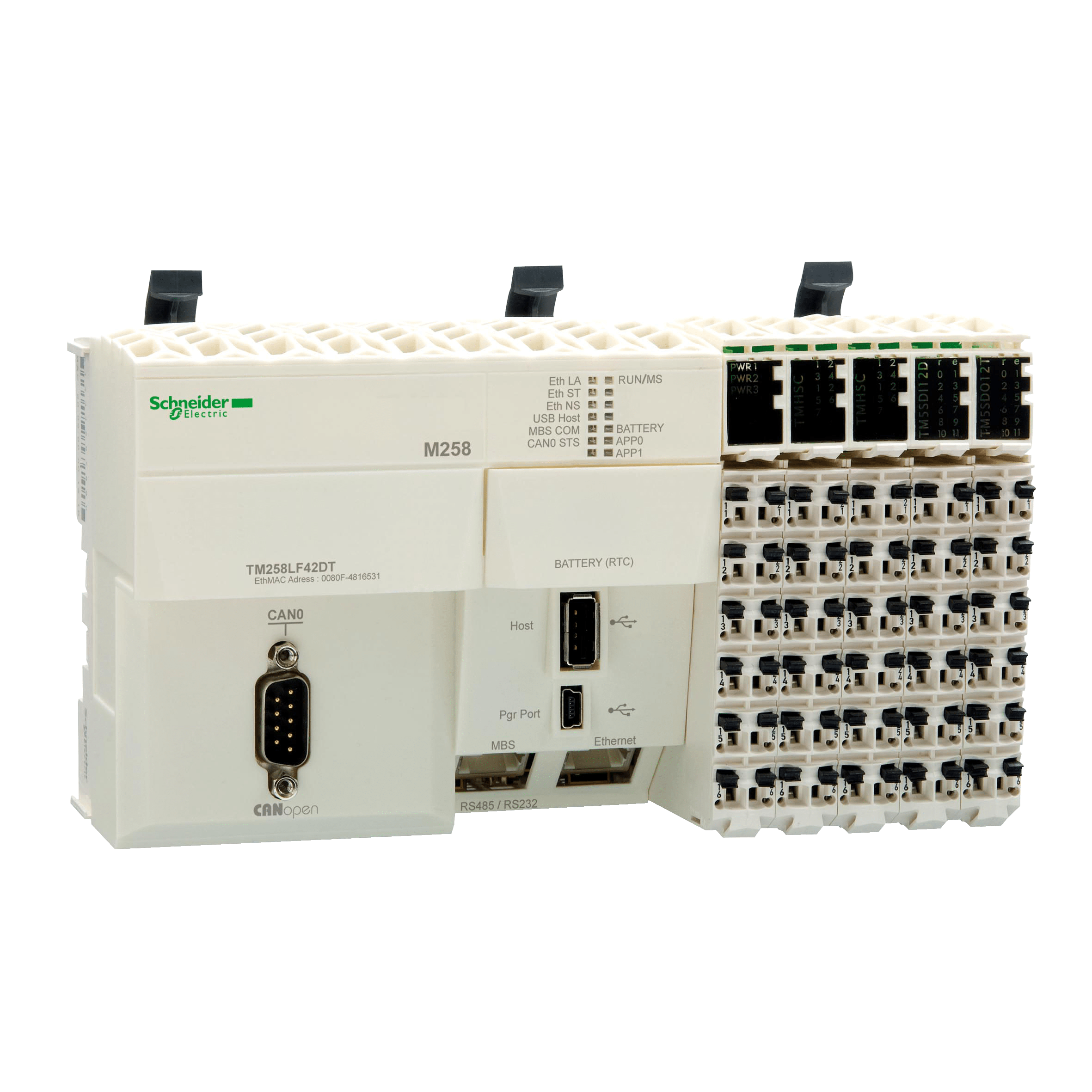 TM258LF42DT – Logic controller, Modicon M258, compact base 42 I/O, 24 V DC, CANopen | Schneider Electric
