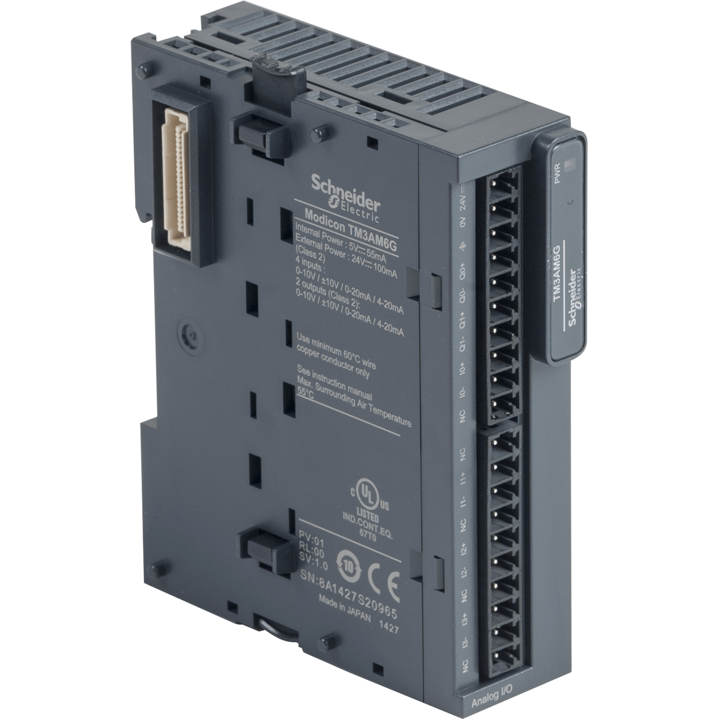 TM3AM6G - Input/output analog module, Modicon TM3, 4 inputs, 2 output (spring) 24 VDC Schneider Electric