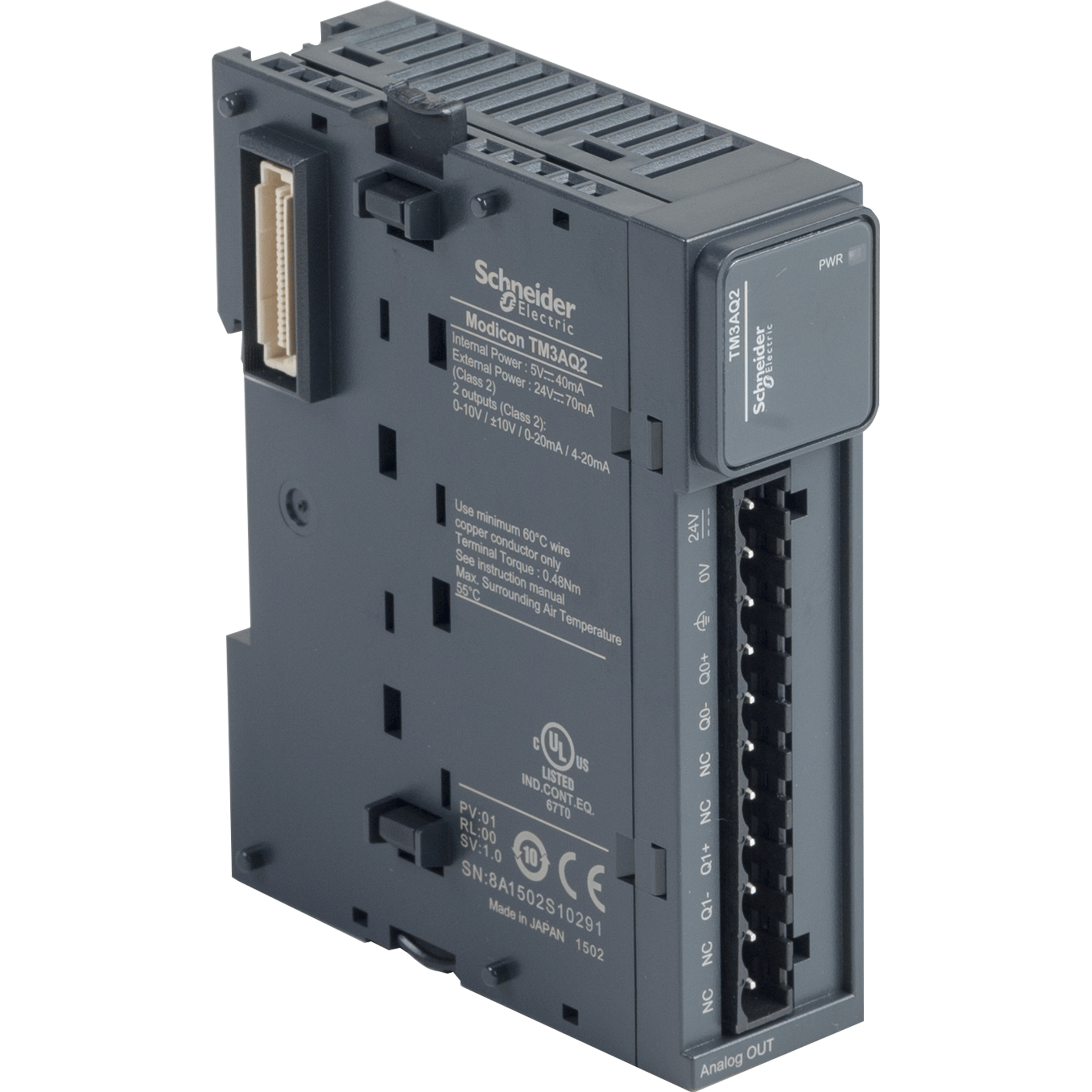 TM3AQ2 - Analog output module, Modicon TM3, 2 outputs (screw) 24 VDC Schneider Electric