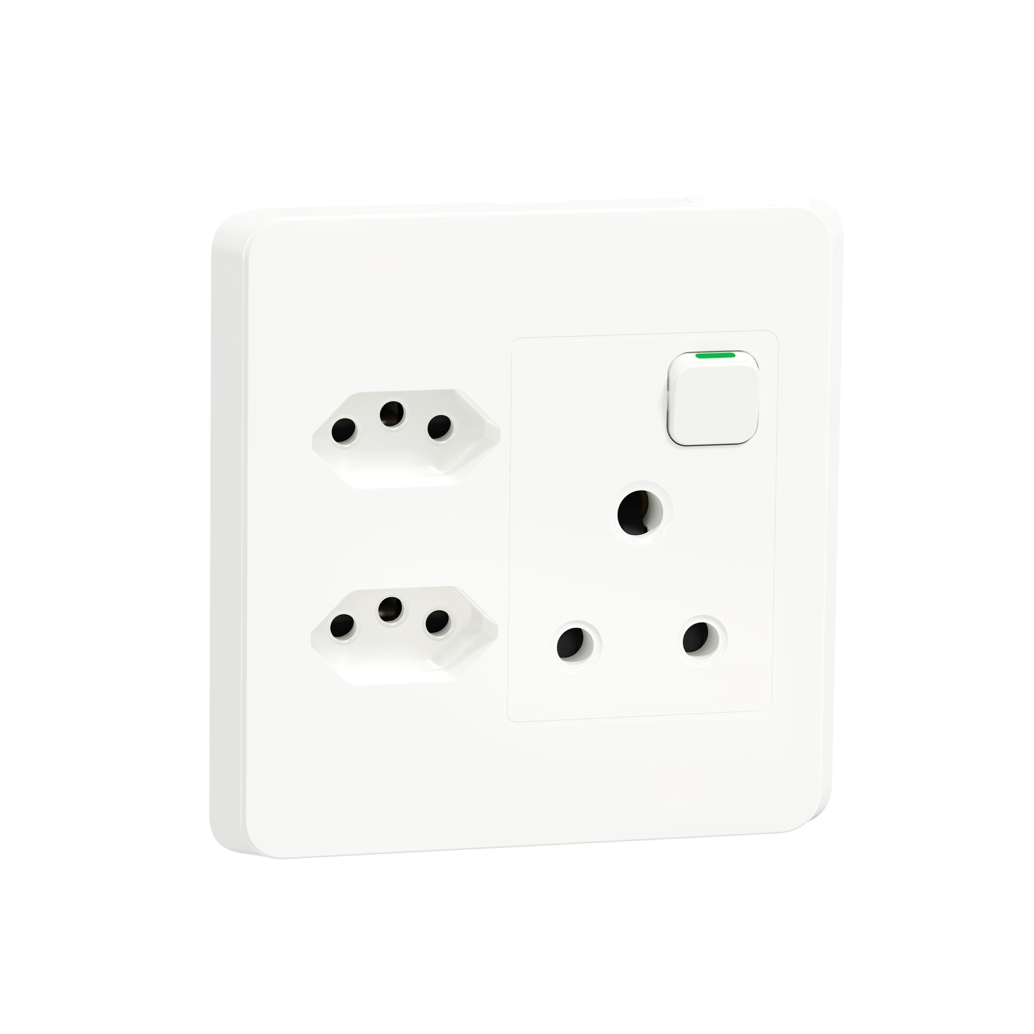 4023_XW – Iconic, switched socket, switch & 3 socket, horiz, 16 A, White | Schneider Electric