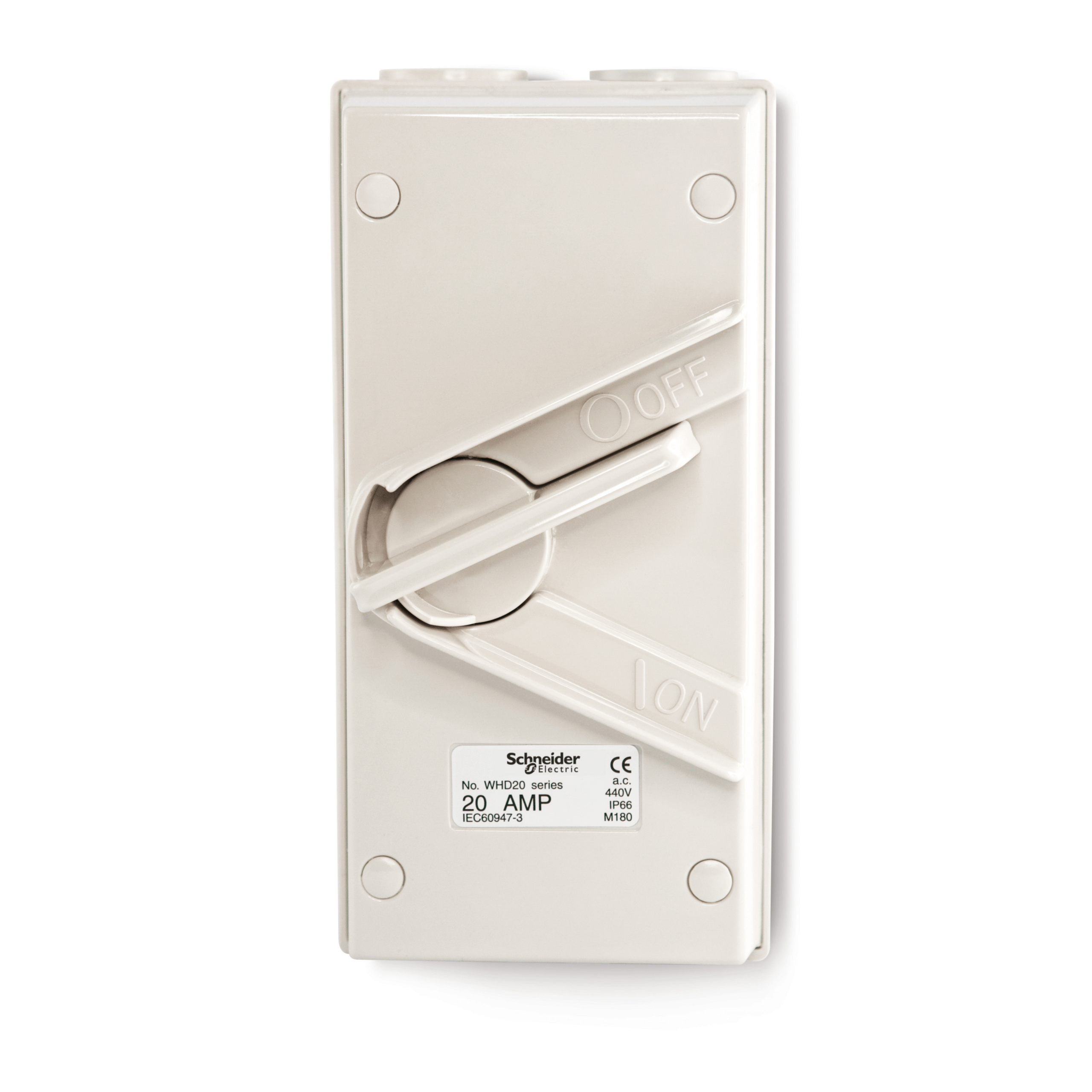 WHD20_GY - 20A 440V Wheatherproof Surface Mount Double Pole Isolating Switch IP66 Clipsal