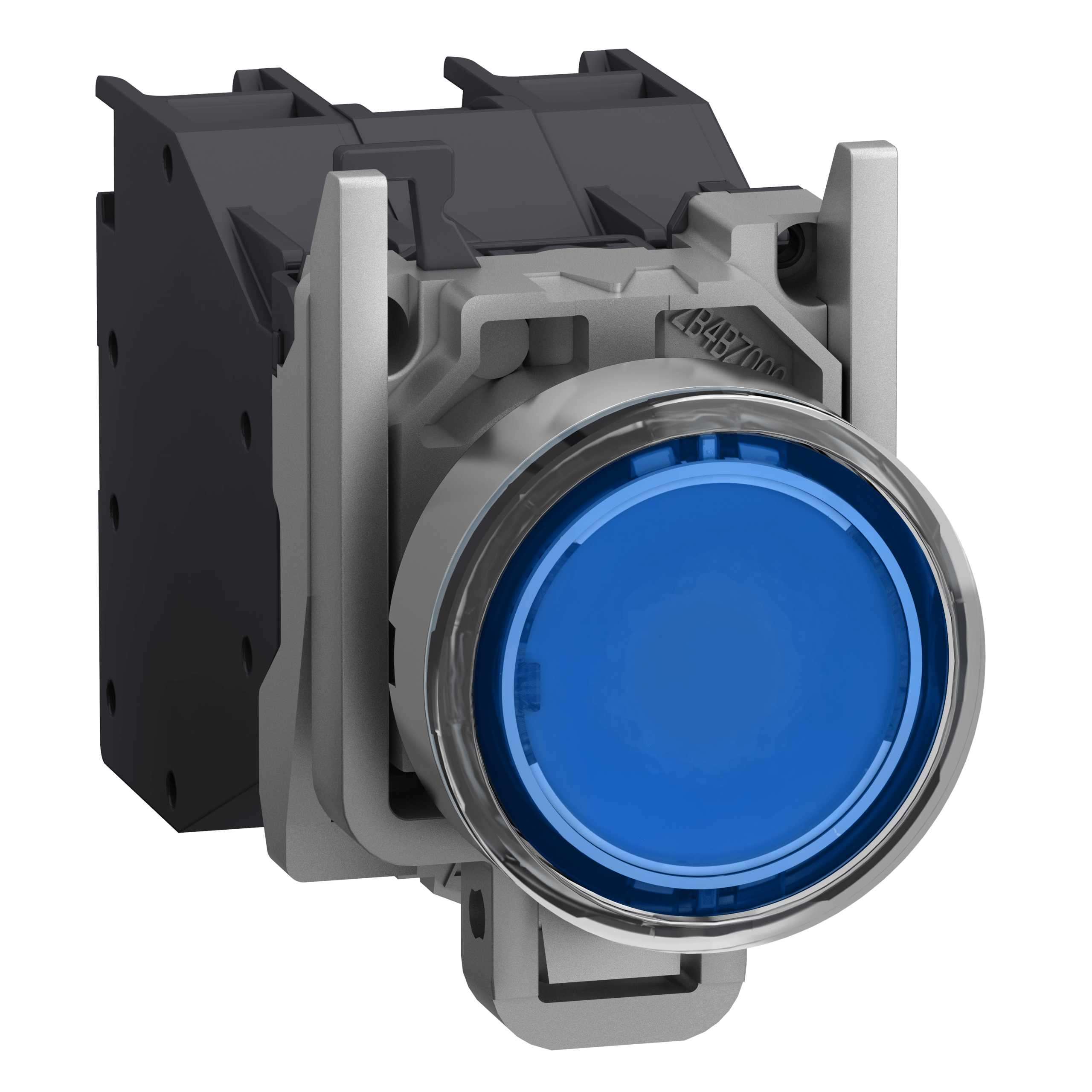 XB4BP683BM5GEX - Complete illuminated push button, Harmony XB4, metal, flush, blue, Ø22 mm, spring return, booted, 24...254 V AC/DC, 1 NO, ATEX Schneider Electric