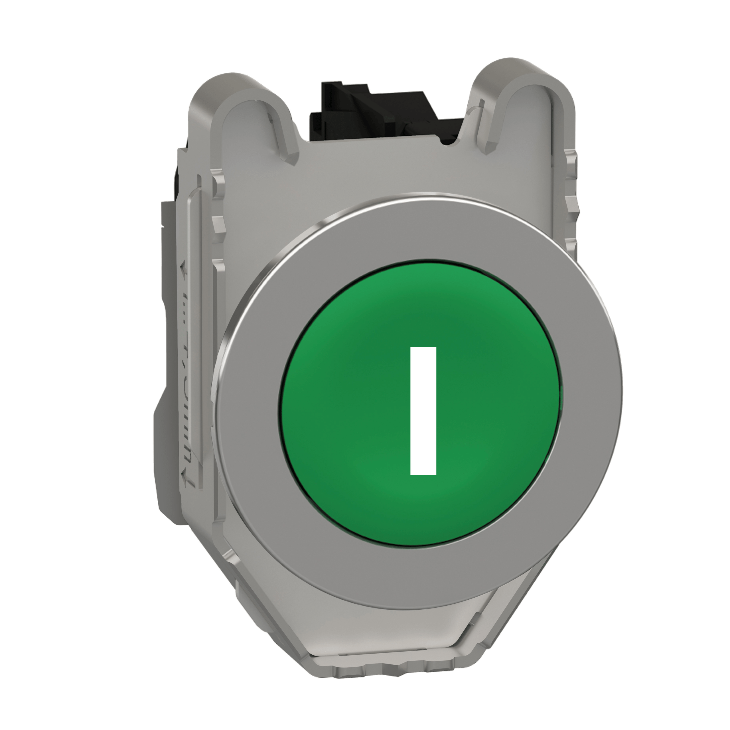 XB4FA3311 – Harmony XB4, Push button flush mounted, metal, green, Ø30, spring return, marked I, 1 NO | Schneider Electric