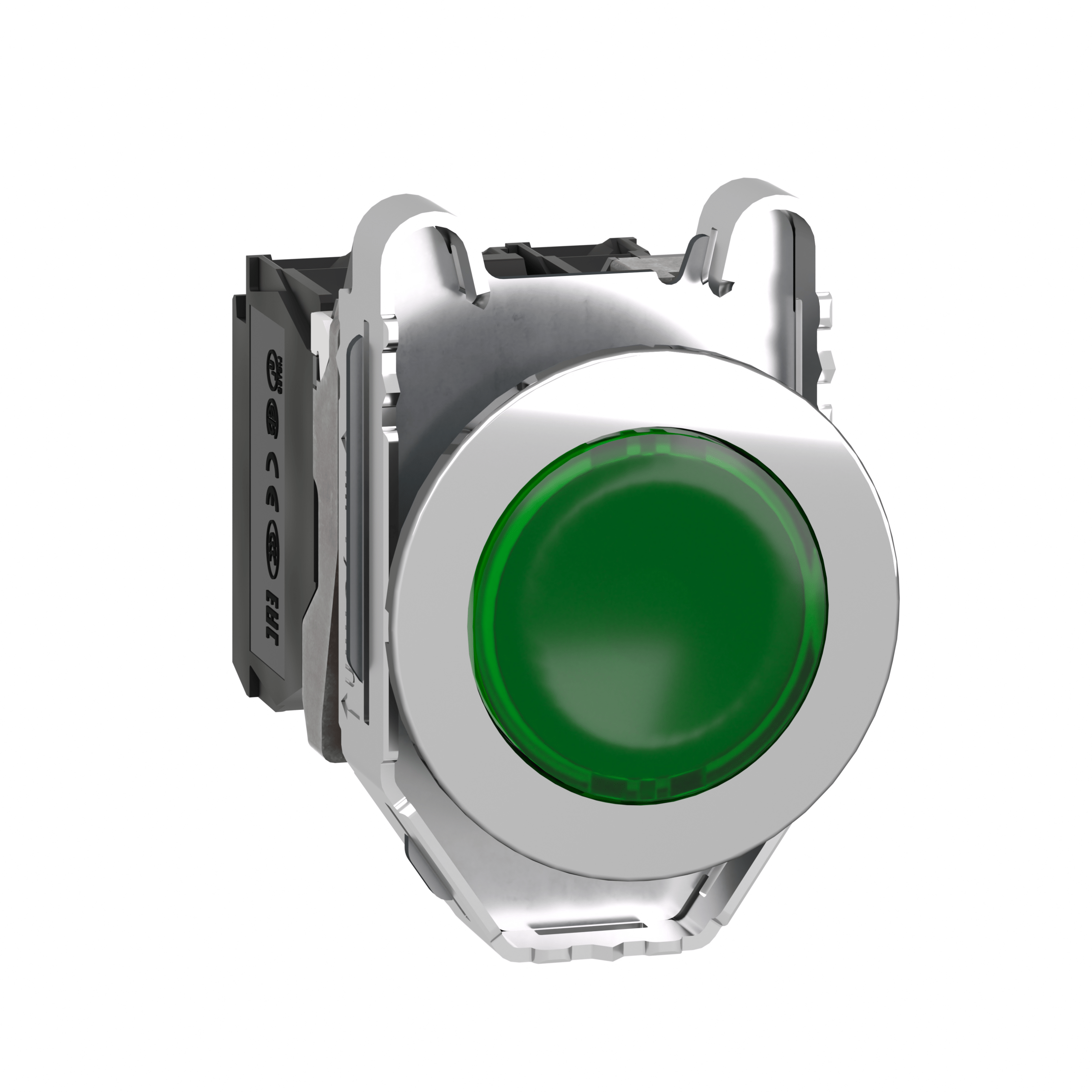 XB4FW33M5 - Harmony XB4, Illuminated push button flush mounted, metal, green, Ø30, integral LED, 230V AC 1 NO + 1 NC Schneider Electric