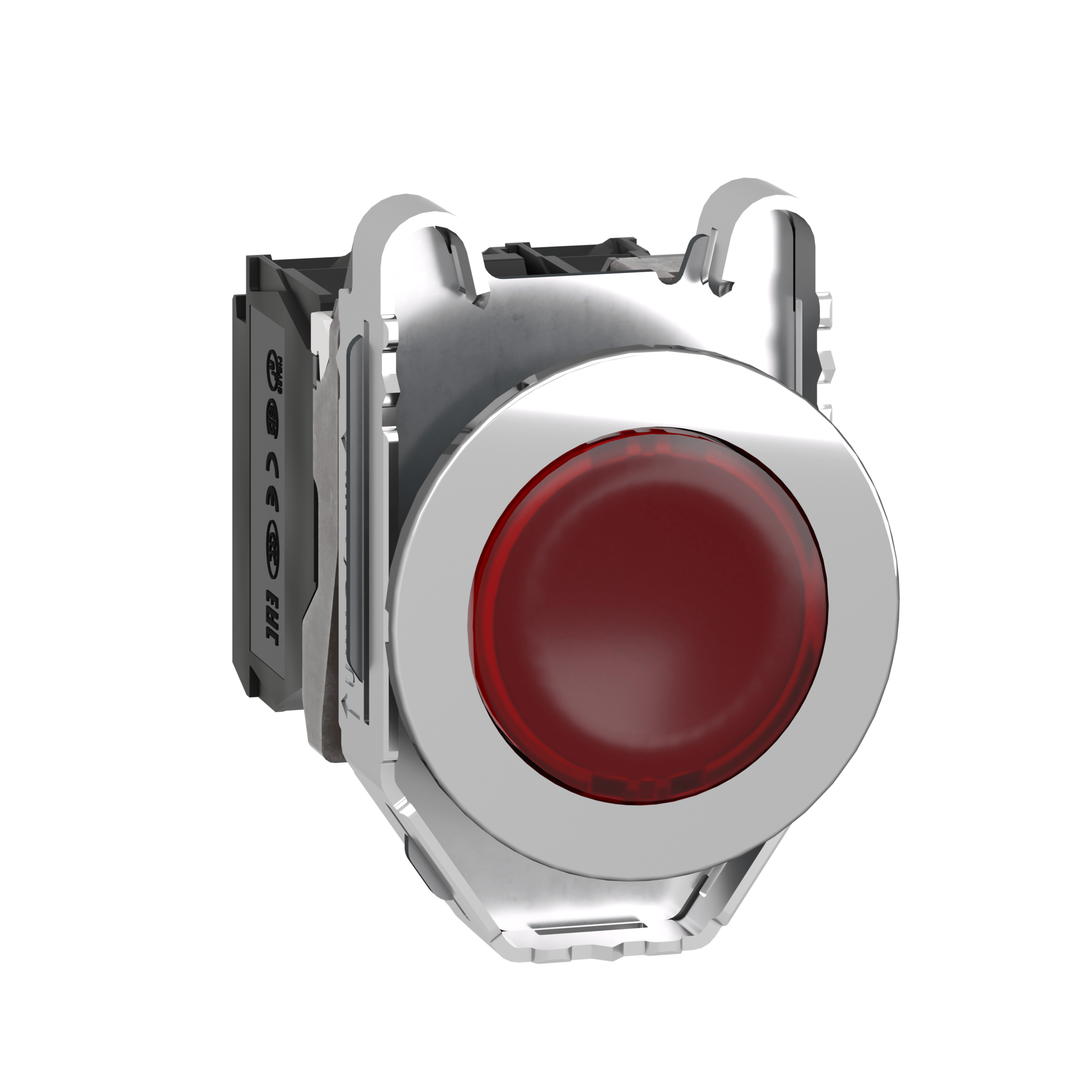 XB4FW34M5 – Harmony XB4, Illuminated push button flush mounted, metal, red, Ø30, integral LED, 230V AC 1 NO + 1 NC | Schne…