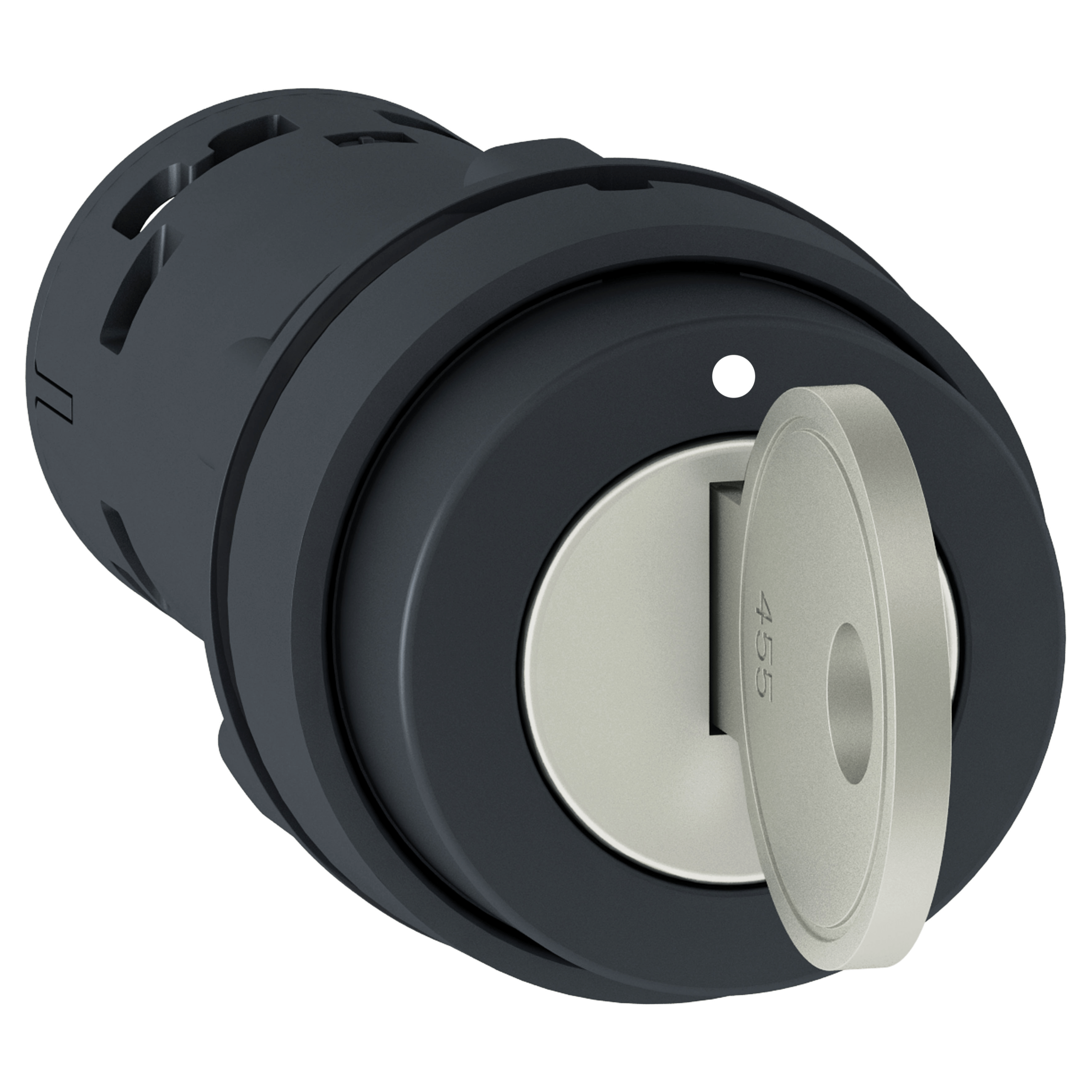 Harmony XB7, Monolithic key switch selector, plastic, black, Ø22, key n°455, 3 positions, stay put, 2 NO Schneider Electric