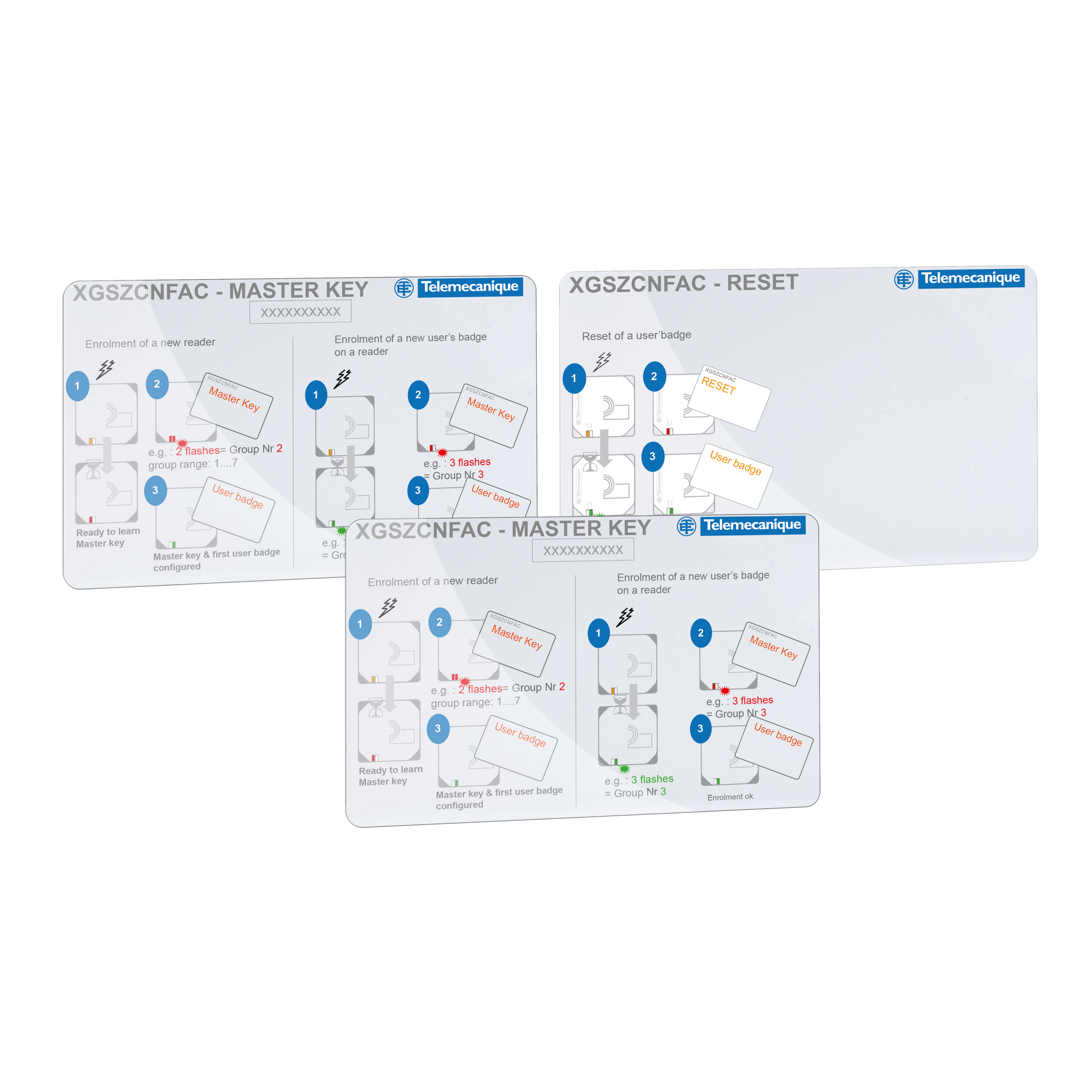 XGSZCNFAC - Electronic tag, Radio frequency identification XG, set of badges for setup of the standalone reader Telemecanique Sensors