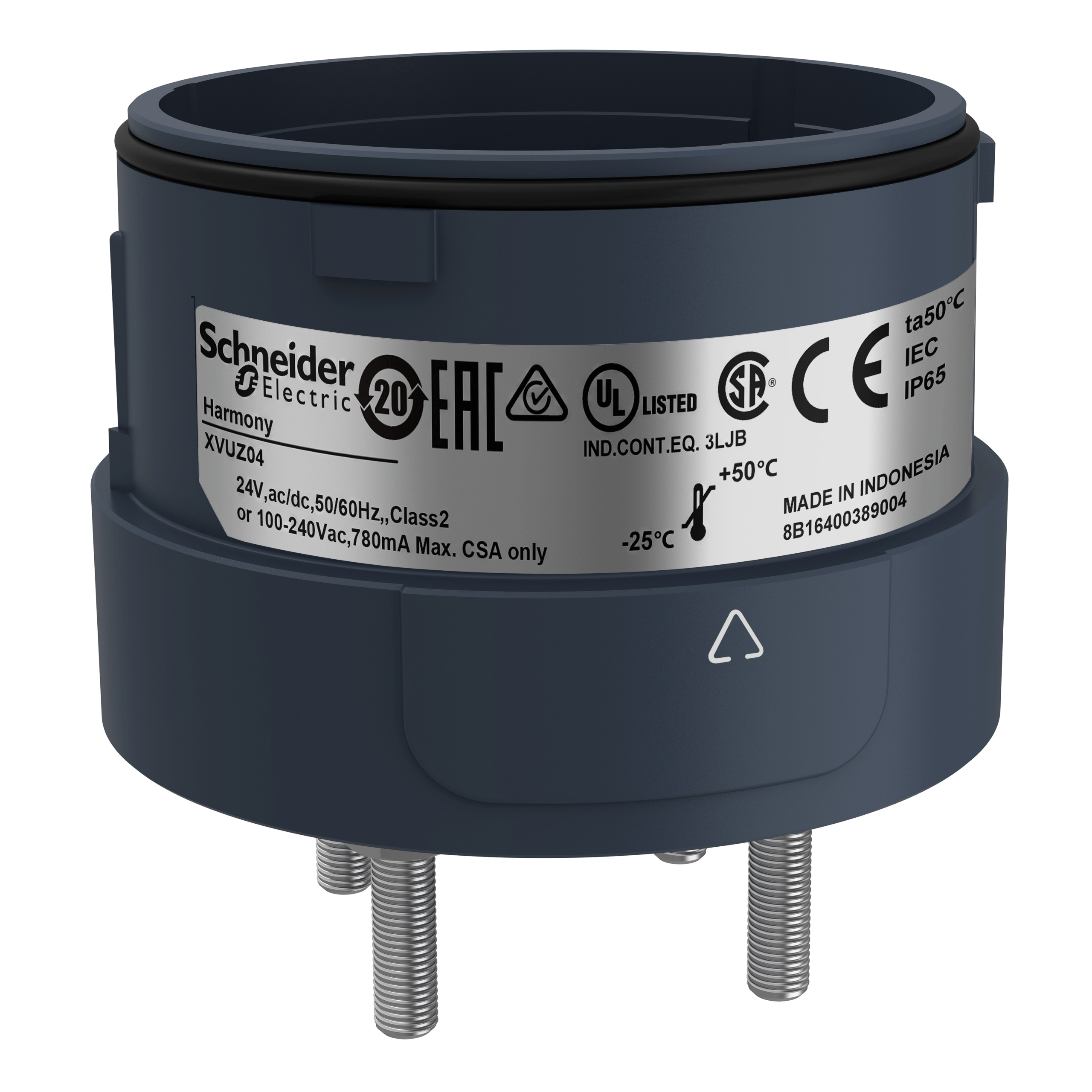 XVUZ04 - Harmony XVU, Fixing unit for modular tower lights, black, Ø60, 4 pins direct mounting Schneider Electric