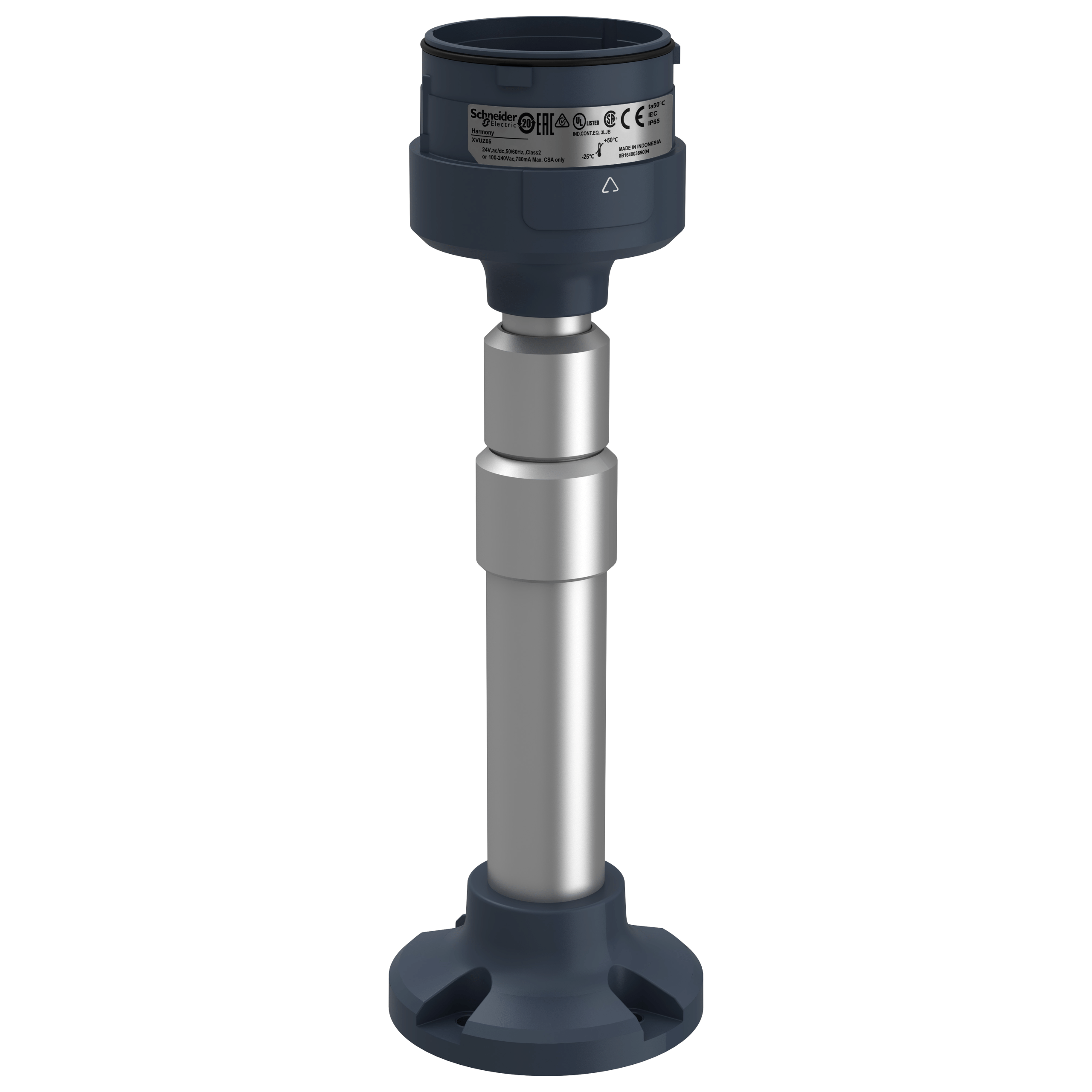 XVUZ05 - Harmony XVU, Fixing plate with adjustable aluminium pole 210 to 385 mm for modular tower lights, black, Ø60 Schneider Electric